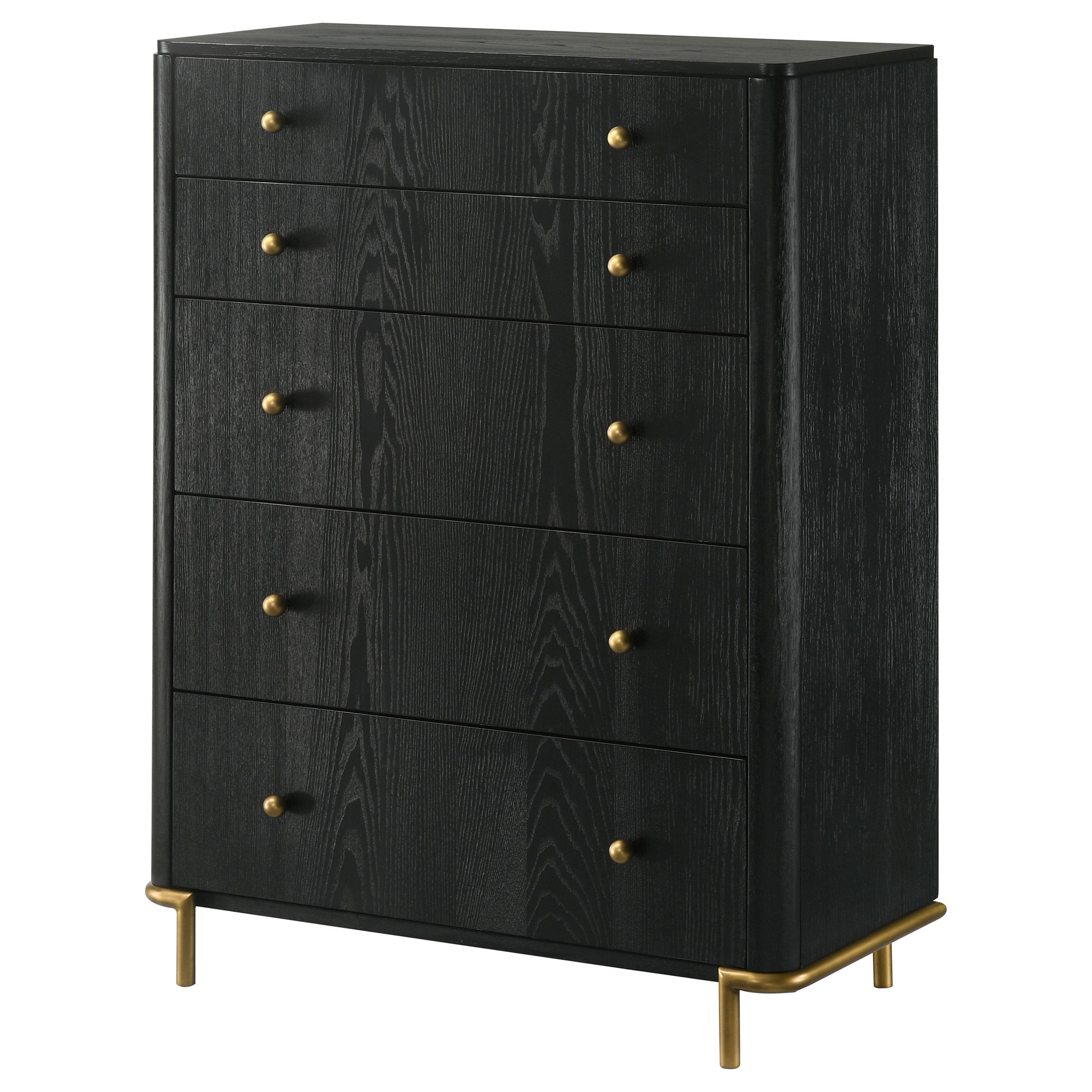  Coaster Furniture Arini 224335 5-Drawer Bedroom Chest - Black IMAGE 4