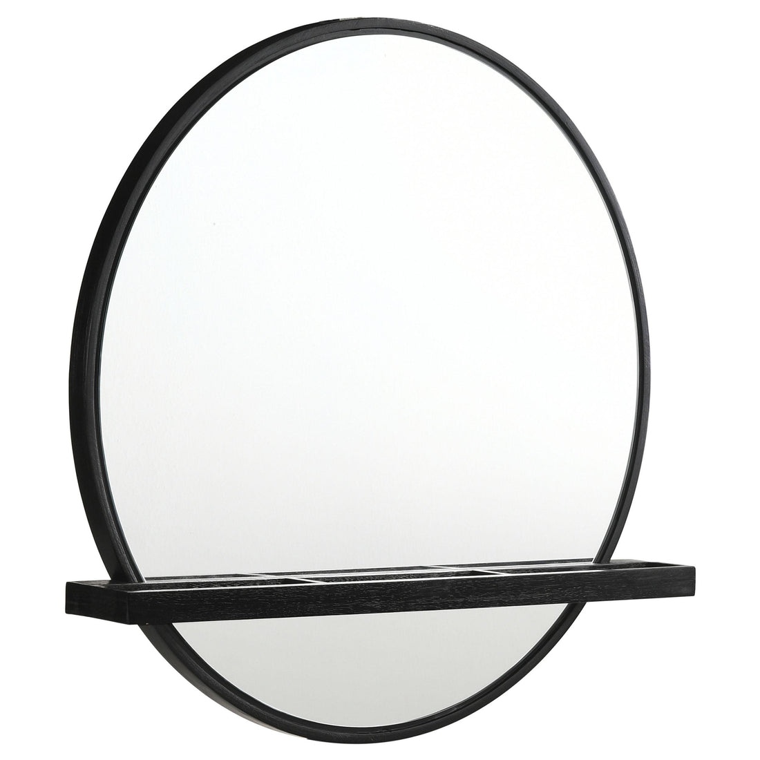  Coaster Furniture Arini 224338 Round Vanity Wall Mirror with Shelf - Black IMAGE 1
