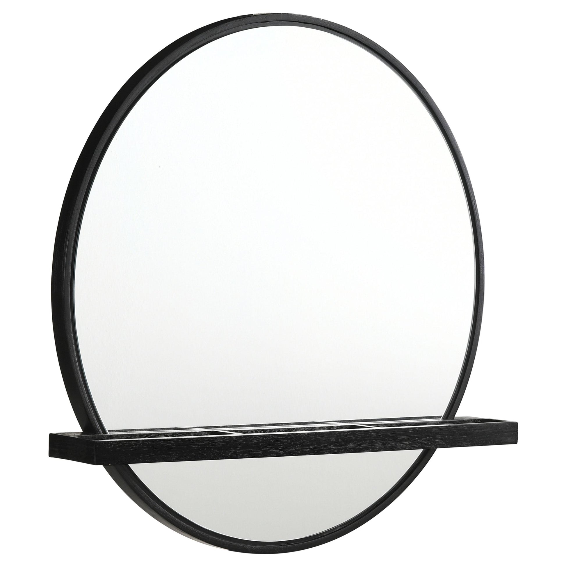  Coaster Furniture Arini 224338 Round Vanity Wall Mirror with Shelf - Black IMAGE 1