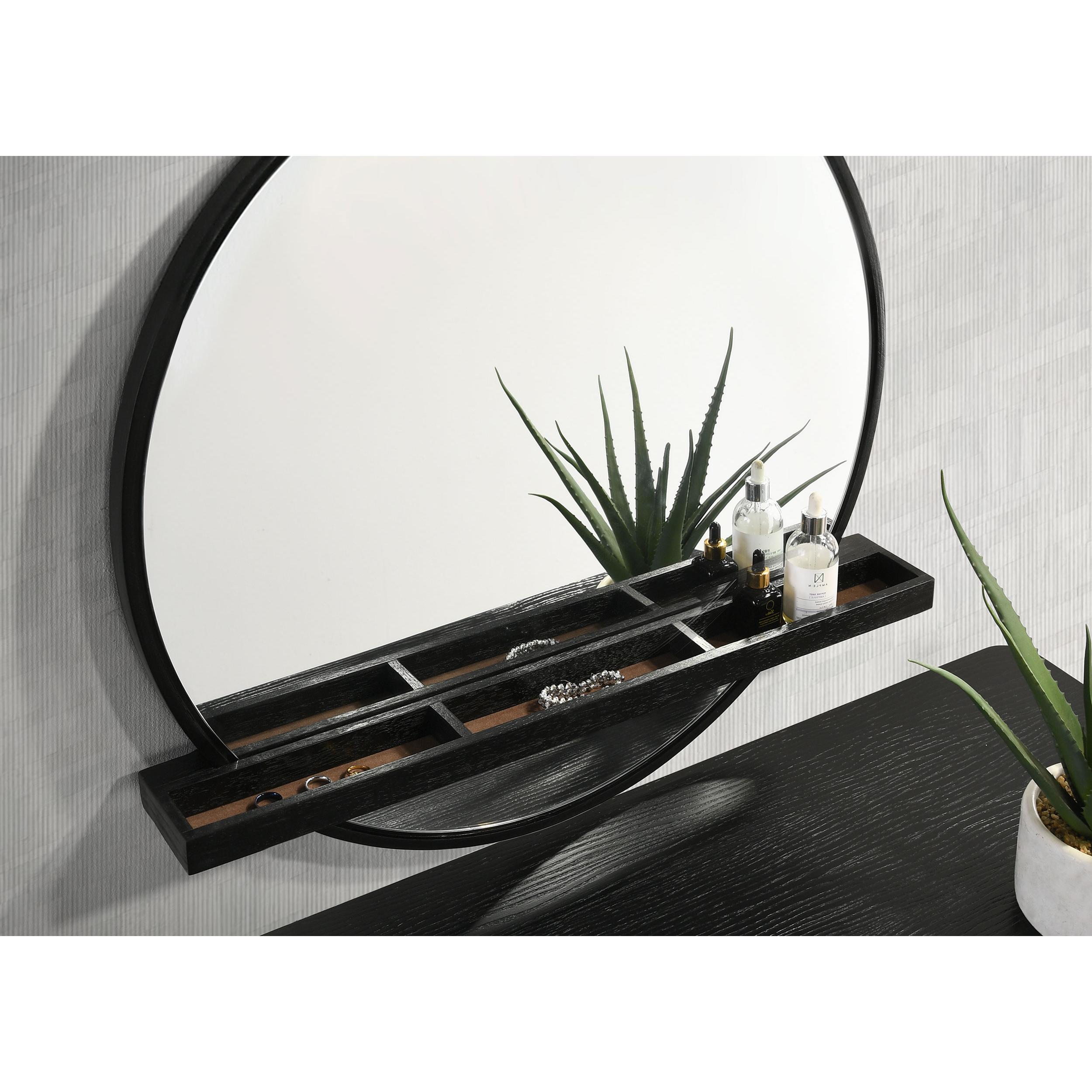  Coaster Furniture Arini 224338 Round Vanity Wall Mirror with Shelf - Black IMAGE 5