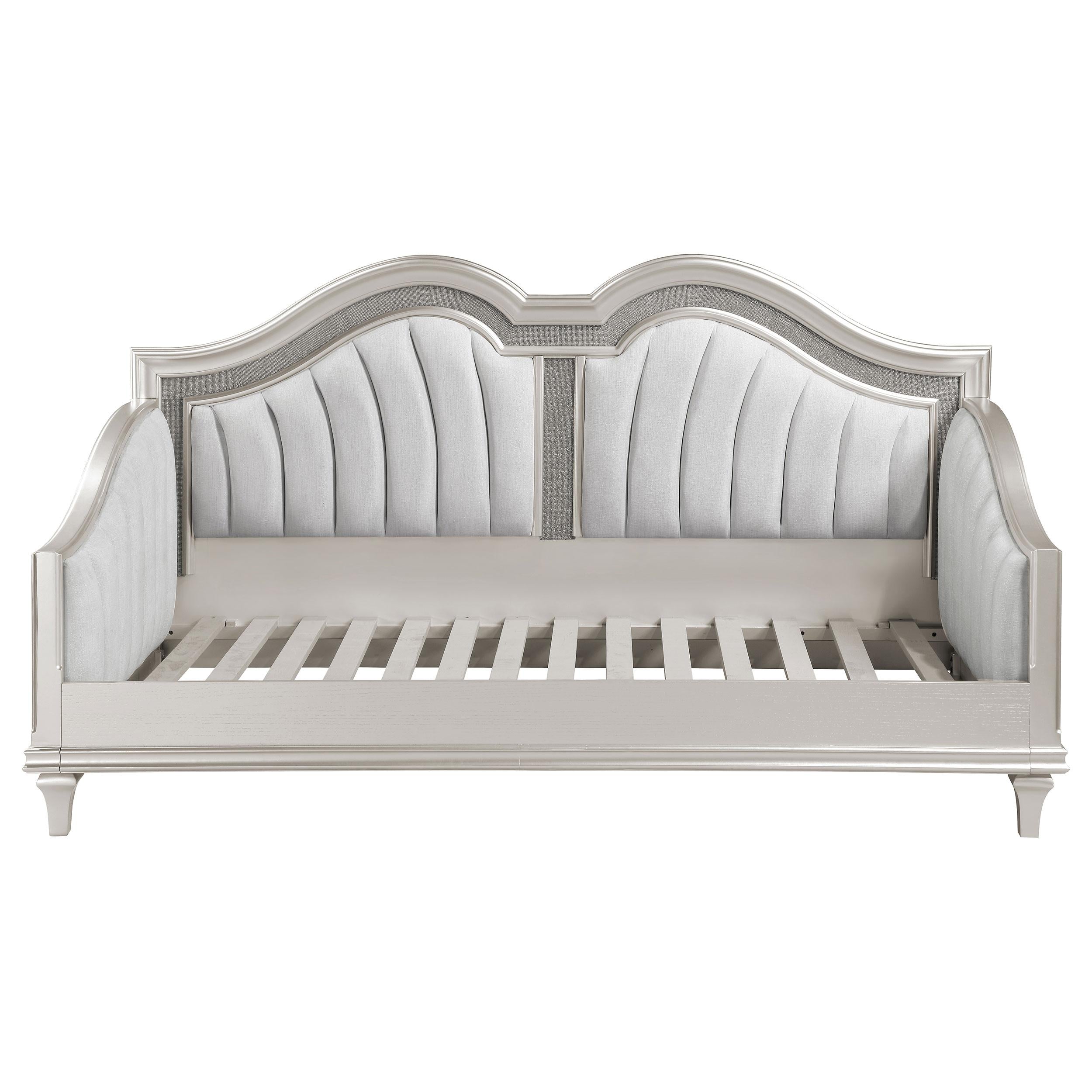  Coaster Furniture Evangeline 360121 Upholstered Twin DayBed - Silver Oak IMAGE 4