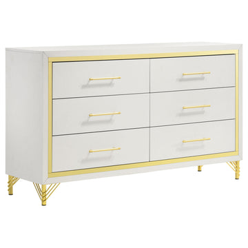  Coaster Furniture Lucia 224733 6-Drawer Dresser Cabinet - White IMAGE 1