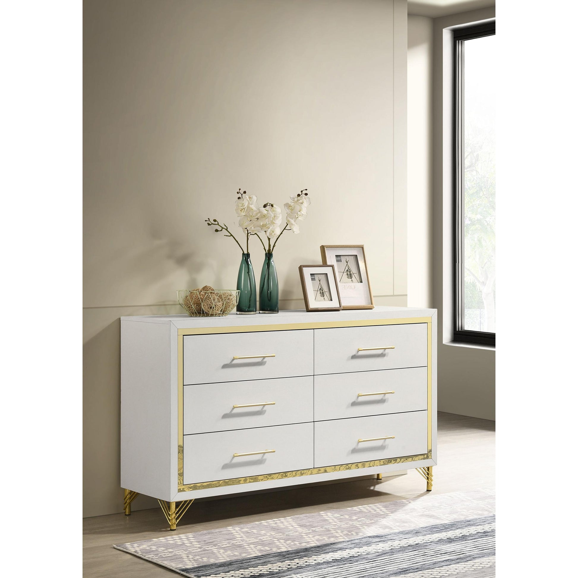  Coaster Furniture Lucia 224733 6-Drawer Dresser Cabinet - White IMAGE 2