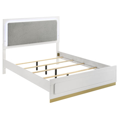  Size_Queen -- Caraway 224771Q Wood Queen LED Panel Bed - White IMAGE 1