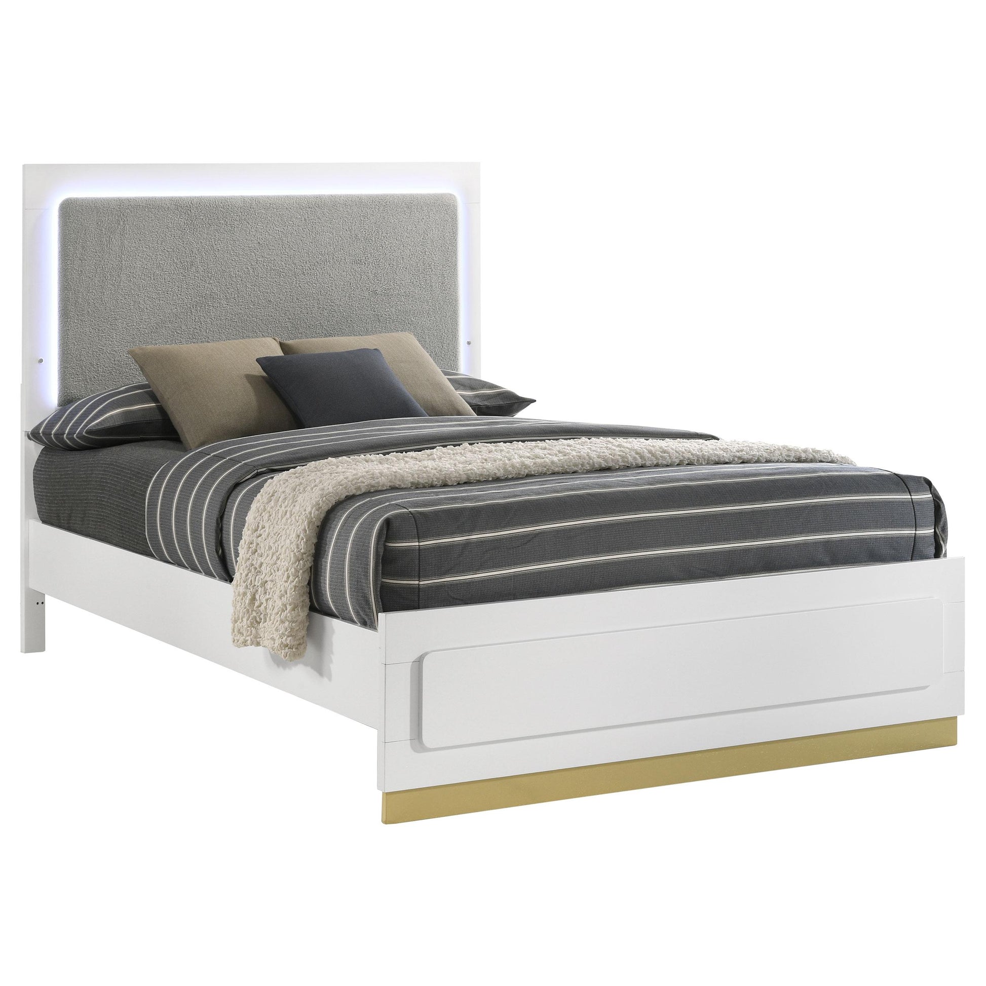  Size_Queen  --  Caraway 224771Q Wood Queen LED Panel Bed - White IMAGE 4