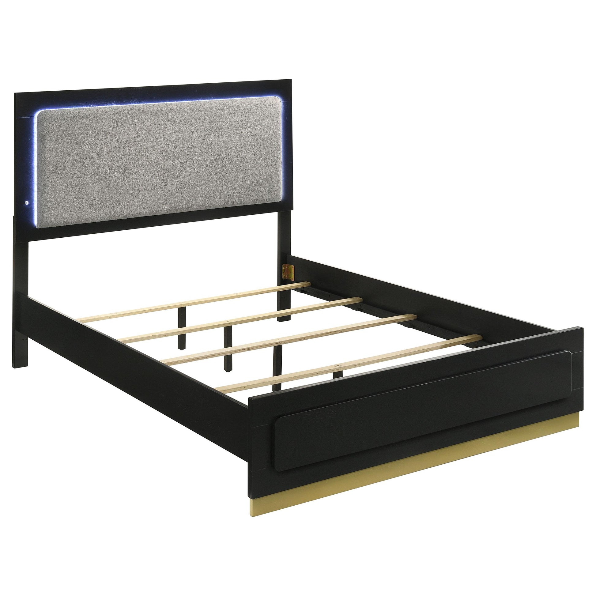  Size_Queen  -- Caraway 224781Q Wood Queen LED Panel Bed - Black IMAGE 1