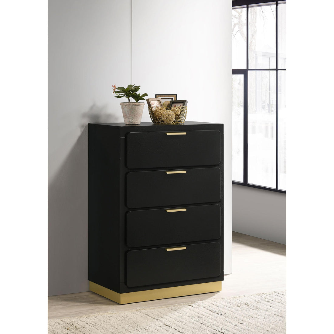  Coaster Furniture Caraway 224785 4-Drawer Bedroom Chest - Black IMAGE 1