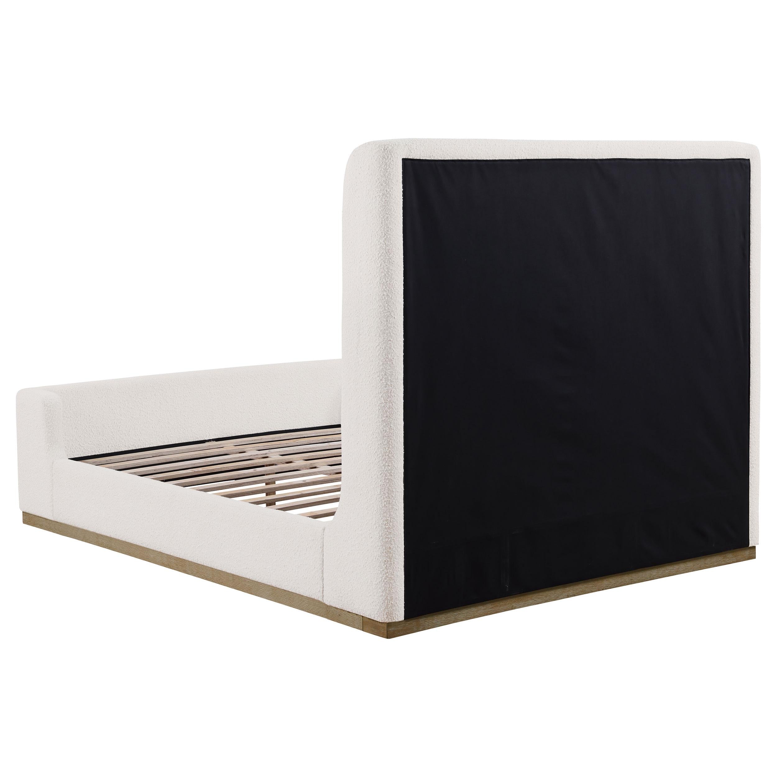  Size_Queen  -- Nala 302046Q Upholstered Queen Sleigh Bed - Cream IMAGE 4