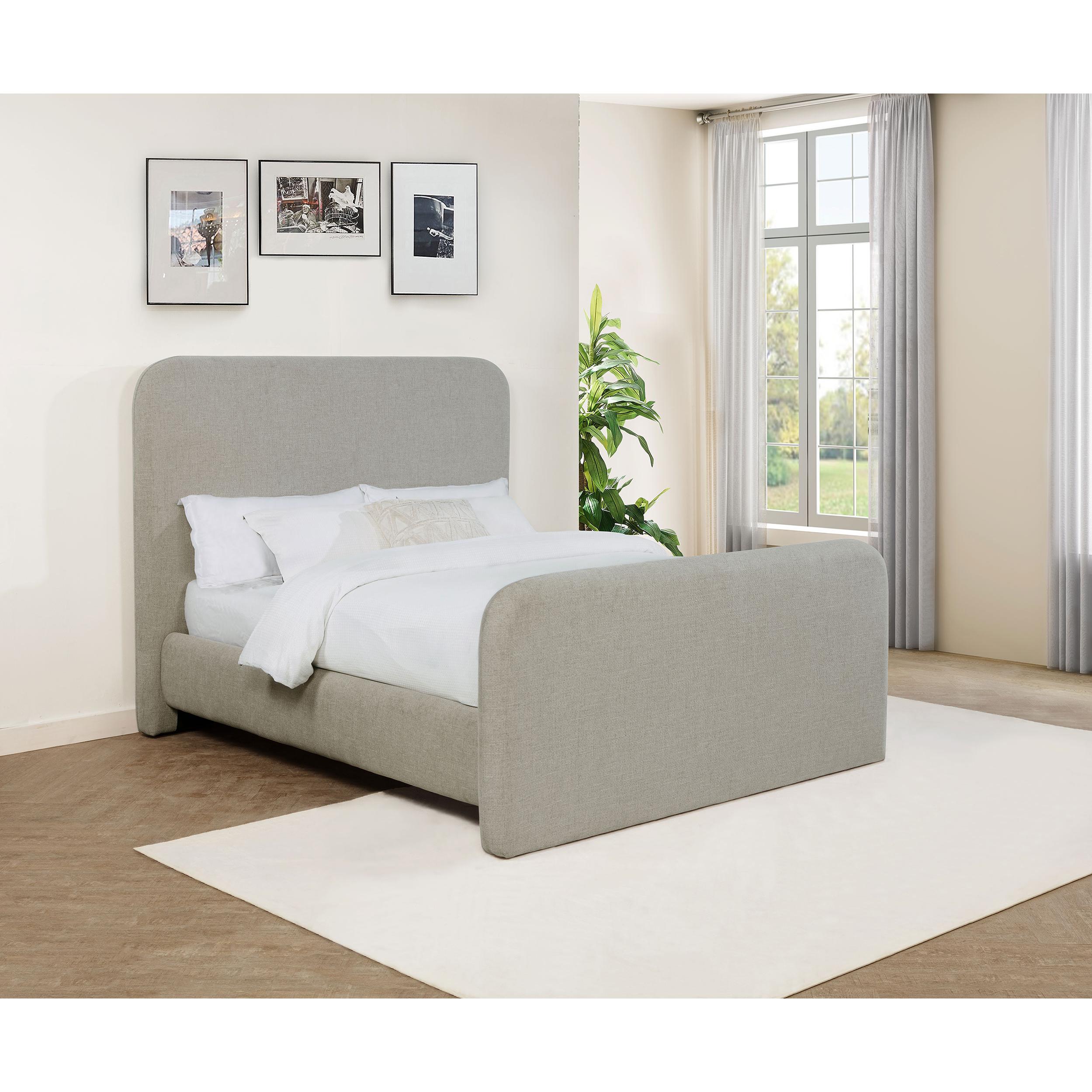  Size_Queen  -- Wren 302052Q Upholstered Queen Panel Bed - Grey IMAGE 2