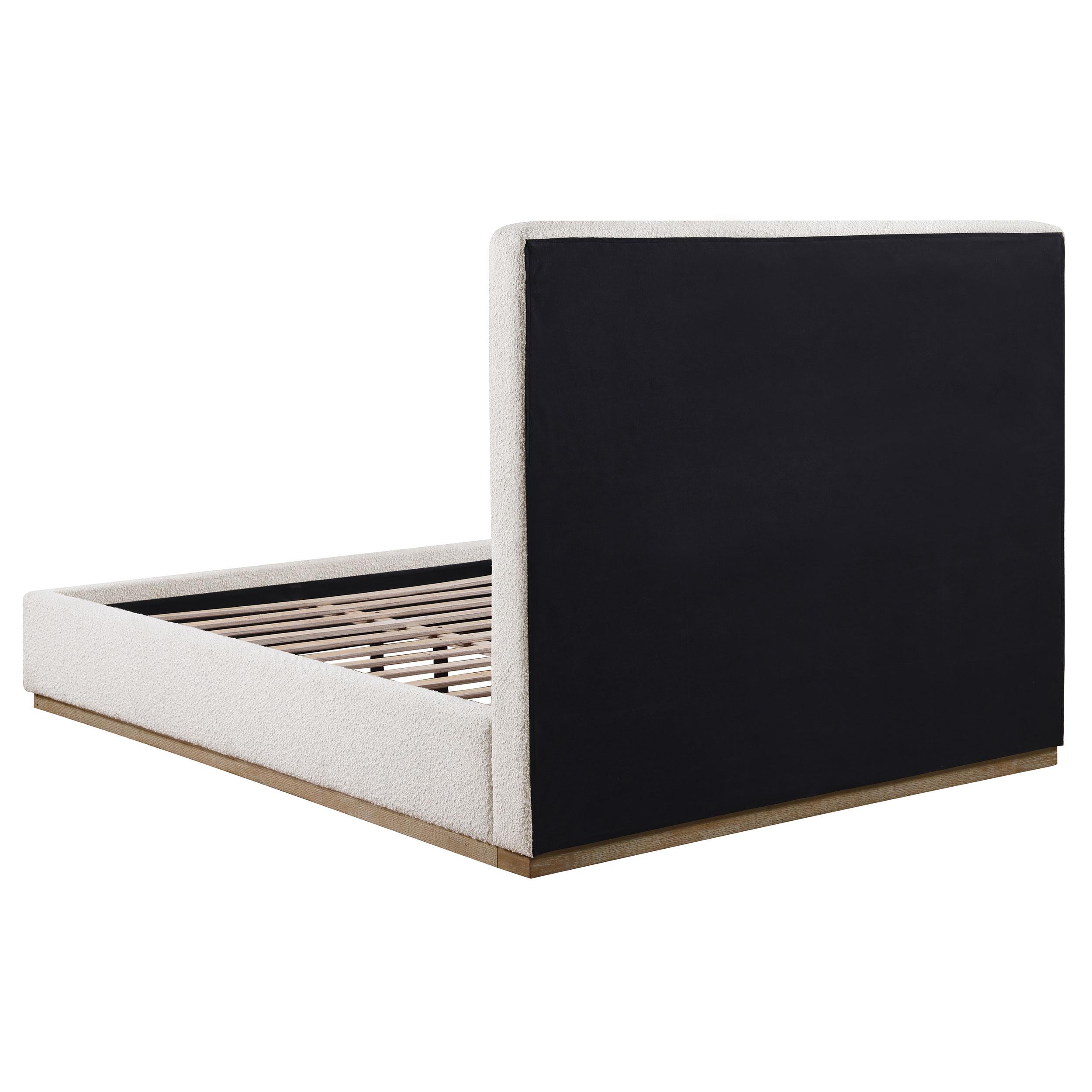  Size_Queen  -- Knox 302053Q Upholstered Queen Panel Bed - Cream IMAGE 4