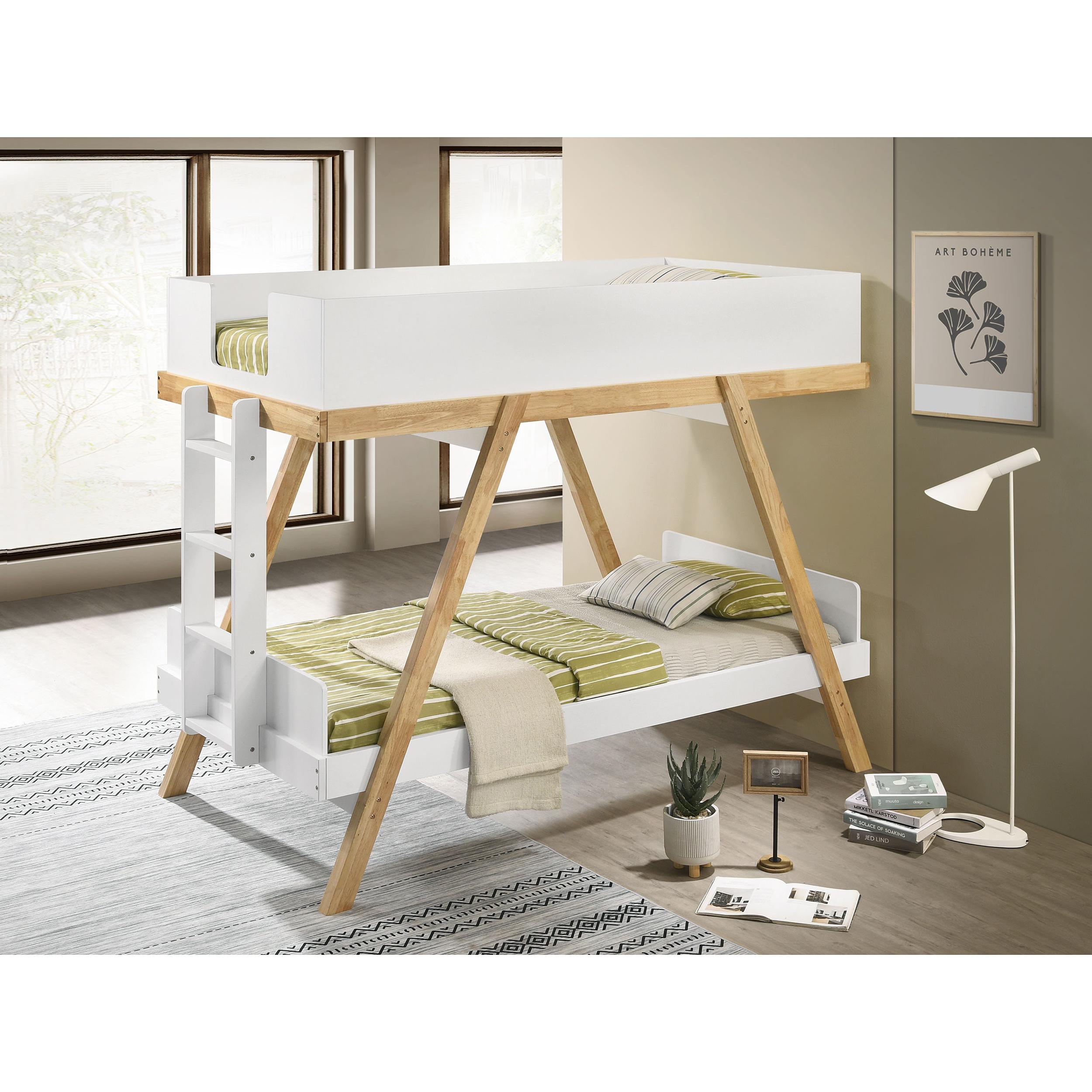  Coaster Furniture Frankie 460570T Wood Twin Over Twin Bunk Bed - White and Natural IMAGE 2