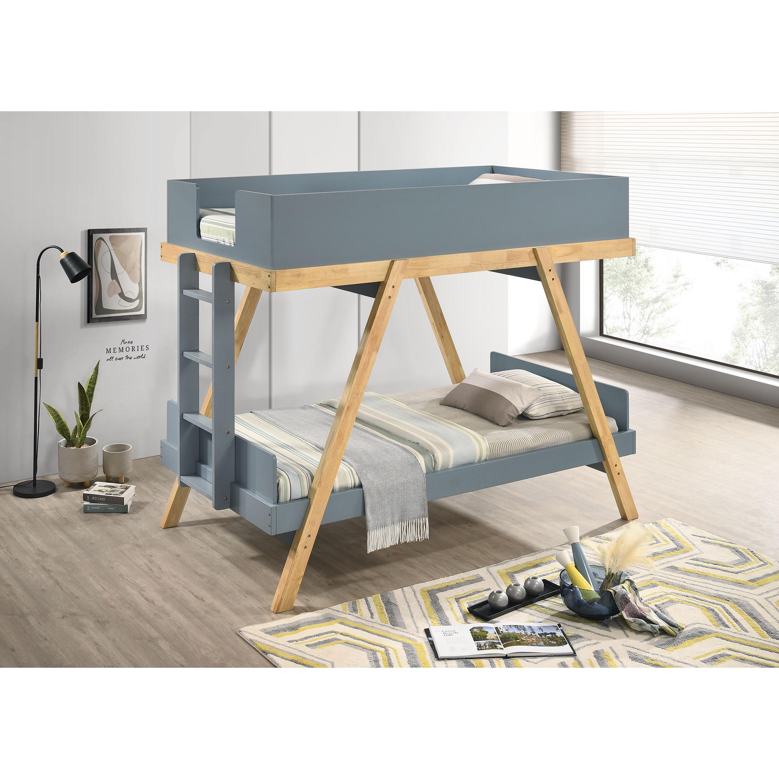  Coaster Furniture Frankie 460572T Wood Twin Over Twin Bunk Bed - Blue and Natural IMAGE 2