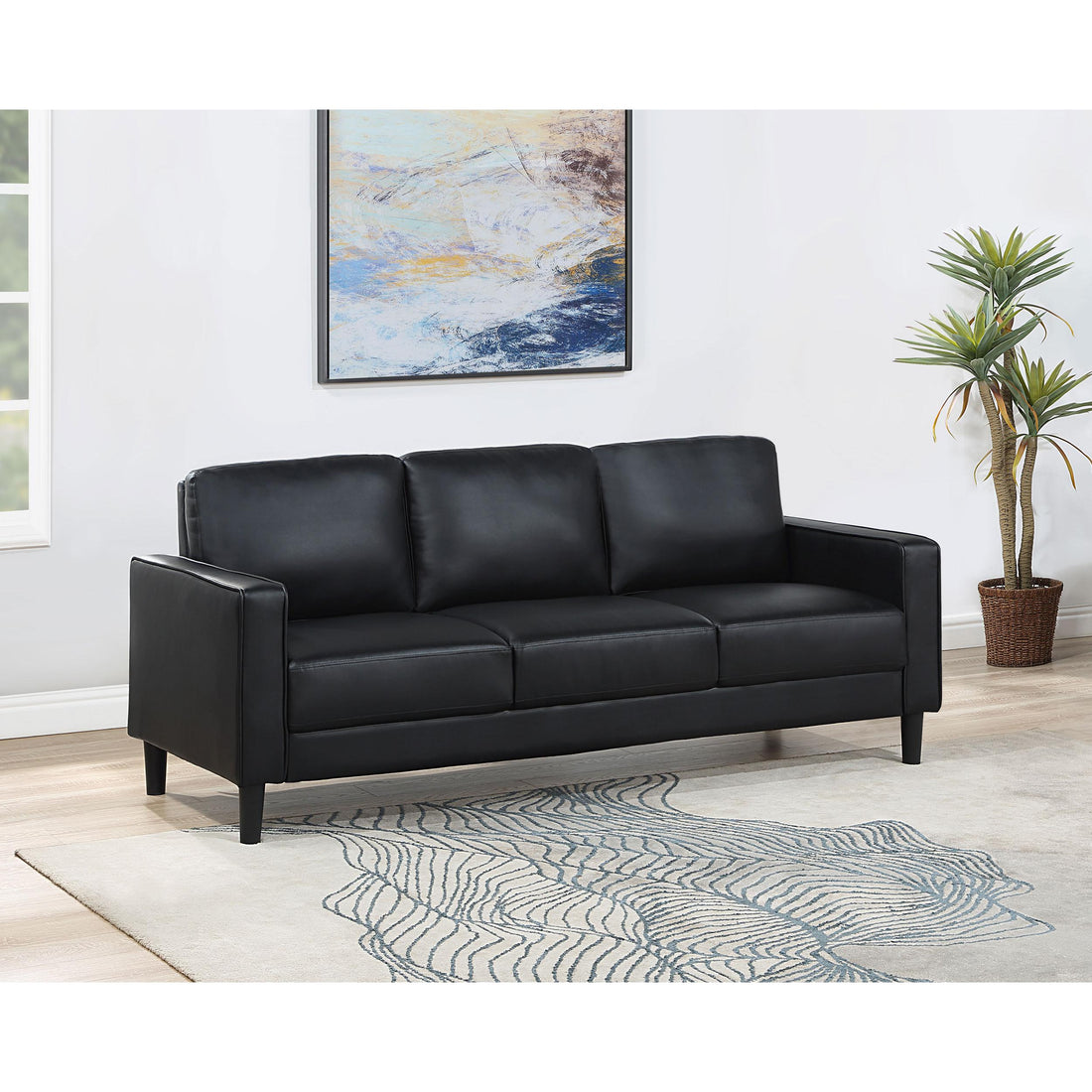  Coaster Furniture Ruth 508361 Upholstered Track Arm Sofa - Black IMAGE 1