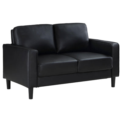  Coaster Furniture Ruth 508362 Upholstered Track Arm Loveseat - Black IMAGE 1