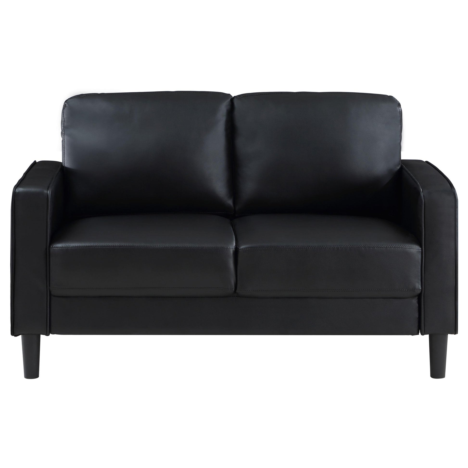  Coaster Furniture Ruth 508362 Upholstered Track Arm Loveseat - Black IMAGE 3