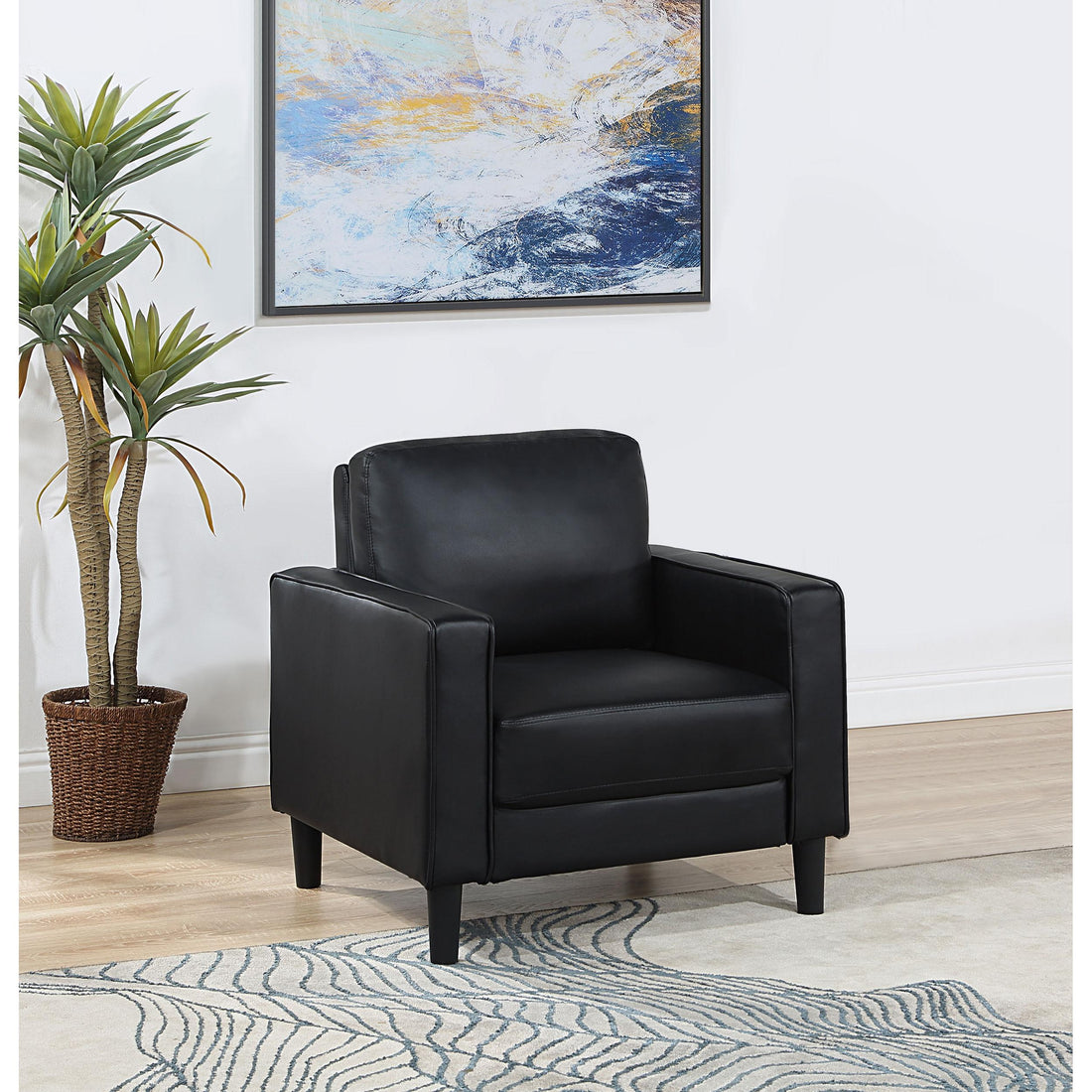  Coaster Furniture Ruth 508363 Upholstered Track Arm Accent Chair - Black IMAGE 1