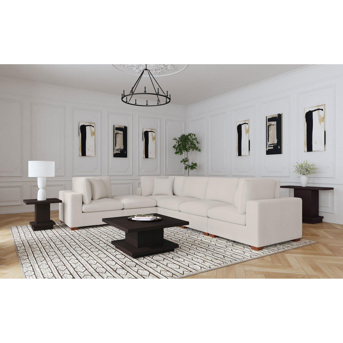  Coaster Furniture Lakeview 551461-SET 6 pc Upholstered Modular Sectional Sofa - Ivory IMAGE 1