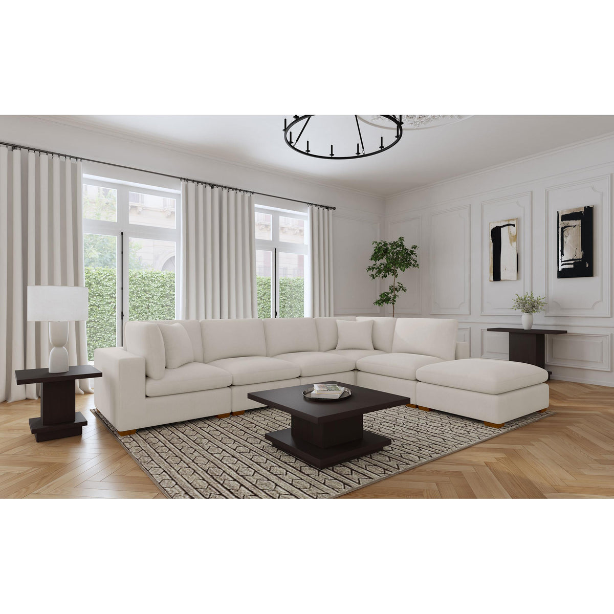  Coaster Furniture Lakeview 551461-SET 6 pc Upholstered Modular Sectional Sofa - Ivory IMAGE 5