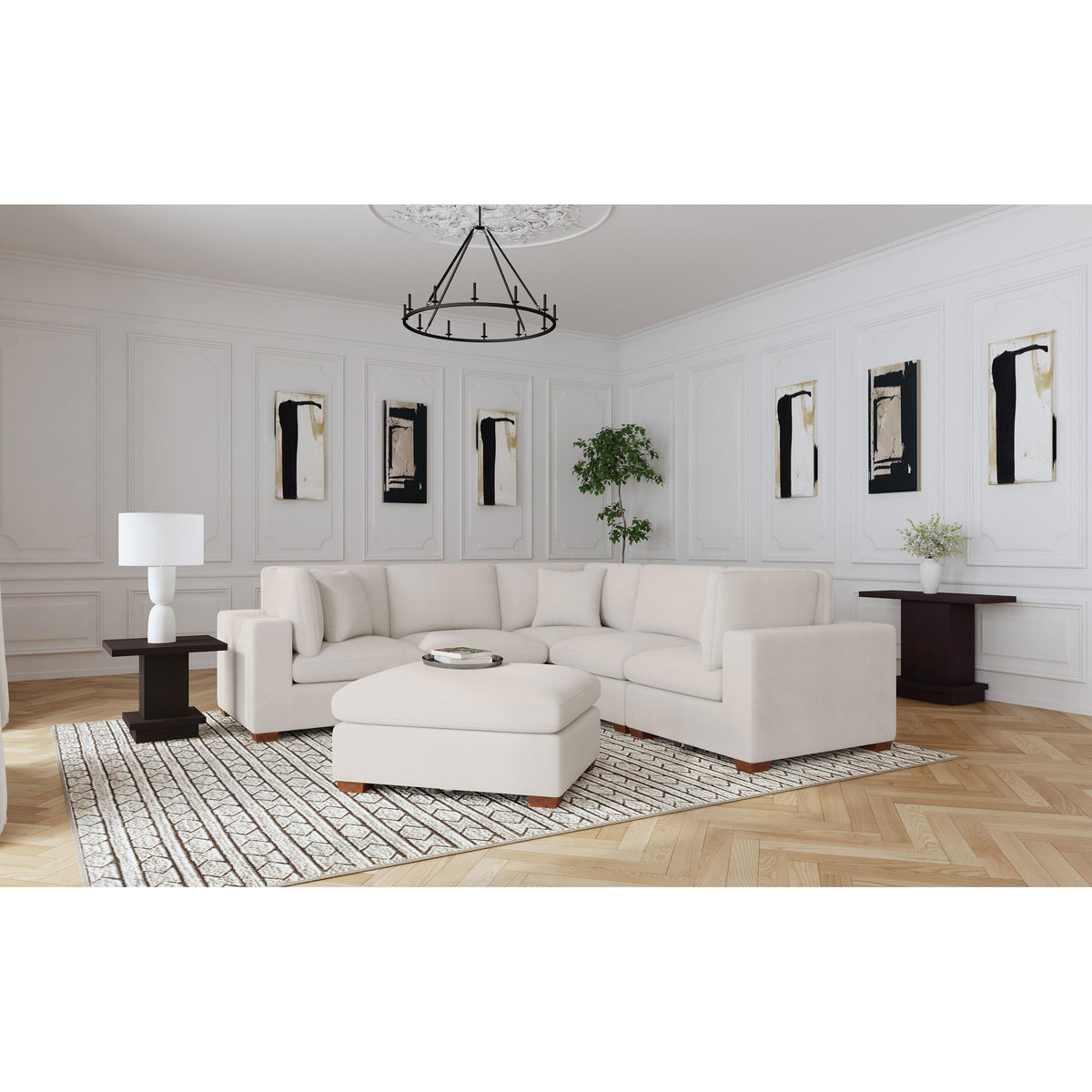  Coaster Furniture Lakeview 551461-SETA 5 pc Upholstered Modular Sectional Sofa - Ivory IMAGE 5