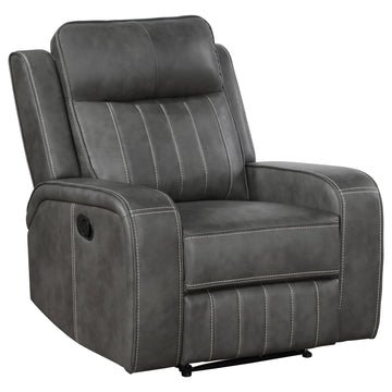  Coaster Furniture Raelynn 603193 Upholstered Track Arm Recliner - Grey IMAGE 1