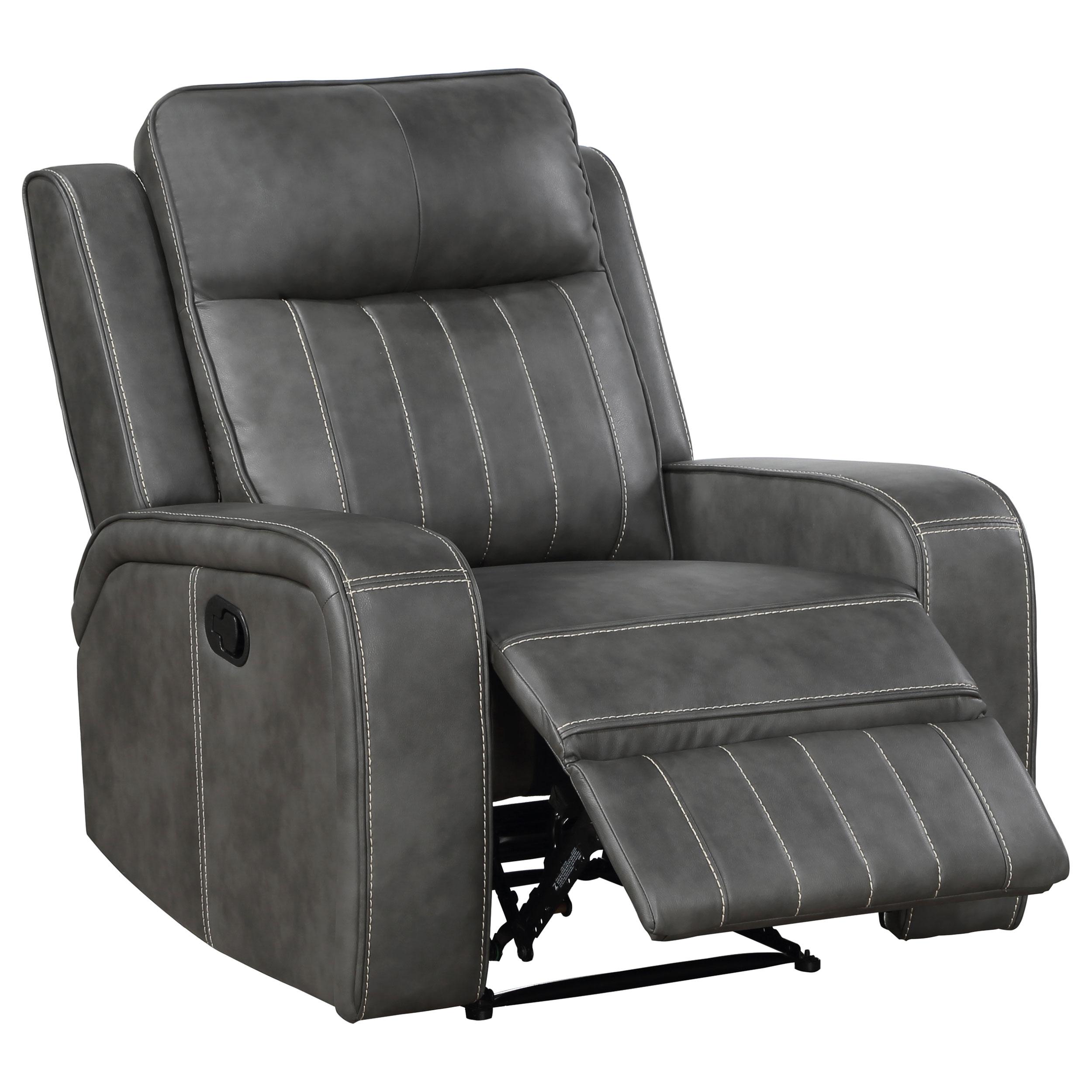  Coaster Furniture Raelynn 603193 Upholstered Track Arm Recliner - Grey IMAGE 4