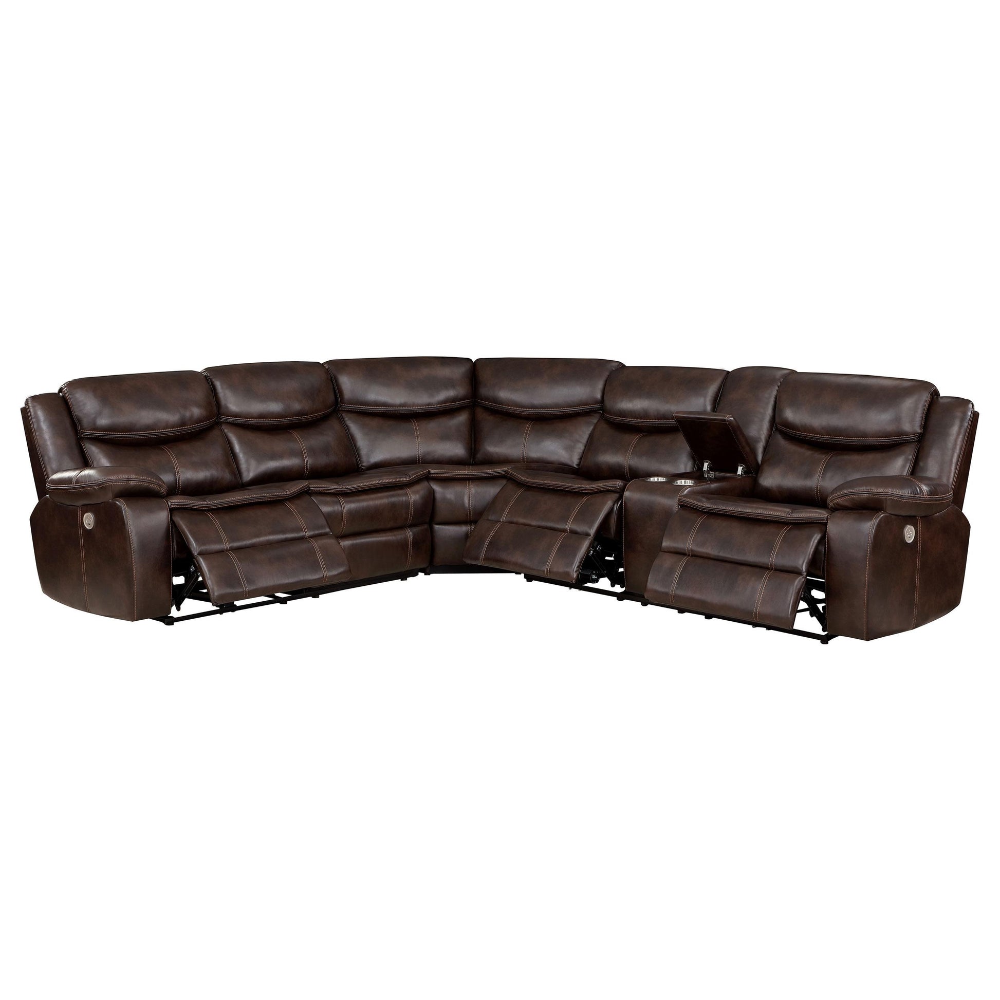  Coaster Furniture Sycamore 610190P Upholstered Power Reclining Sectional Sofa - Brown IMAGE 5