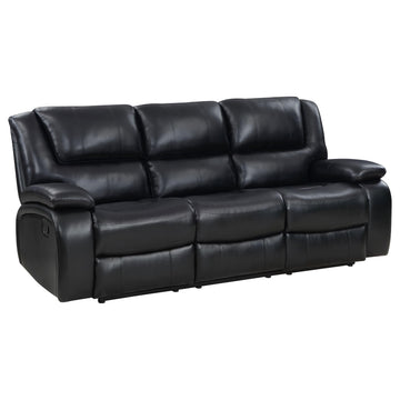  Coaster Furniture Camila 610244 Upholstered Motion Reclining Sofa - Black IMAGE 1