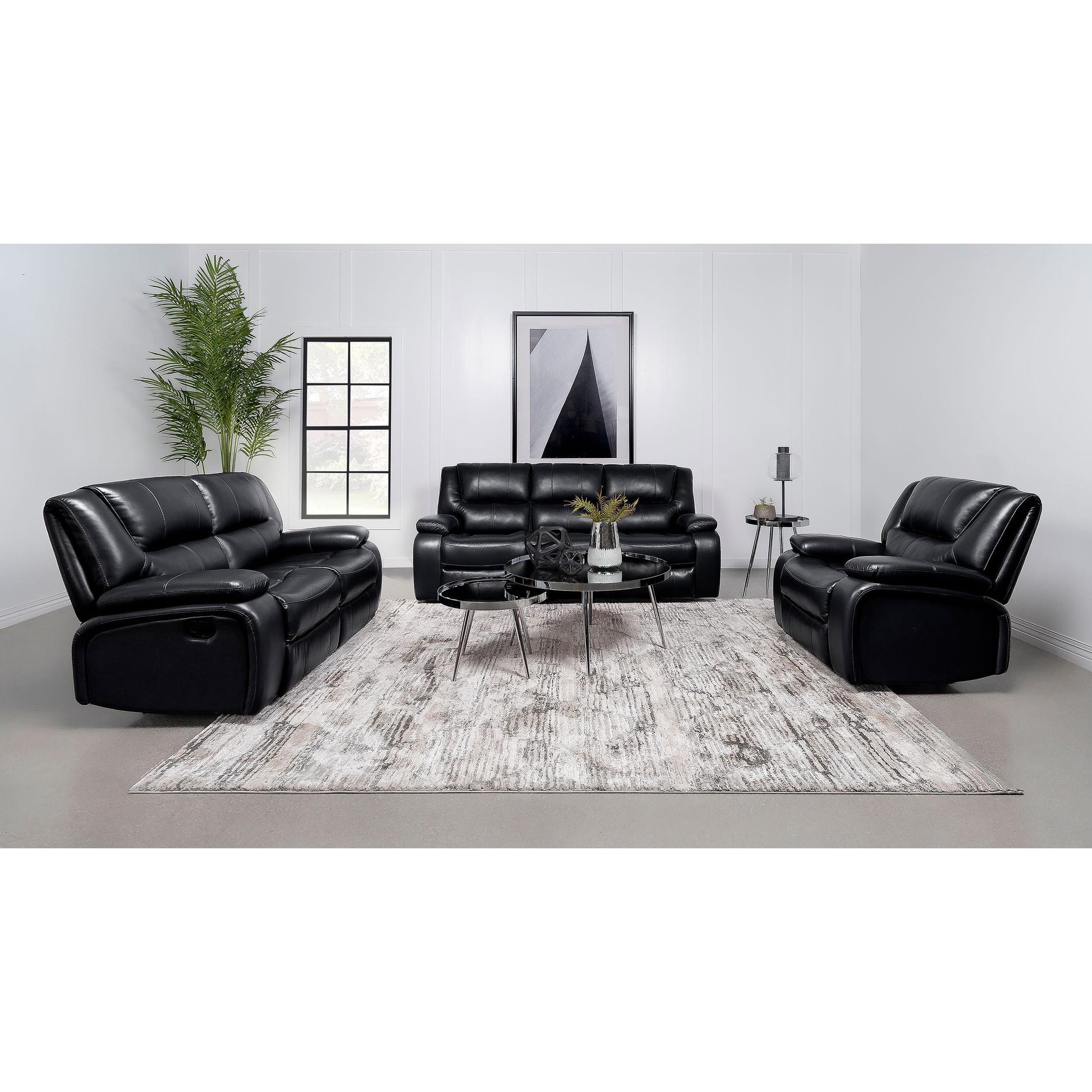  Coaster Furniture Camila 610244 Upholstered Motion Reclining Sofa - Black IMAGE 7