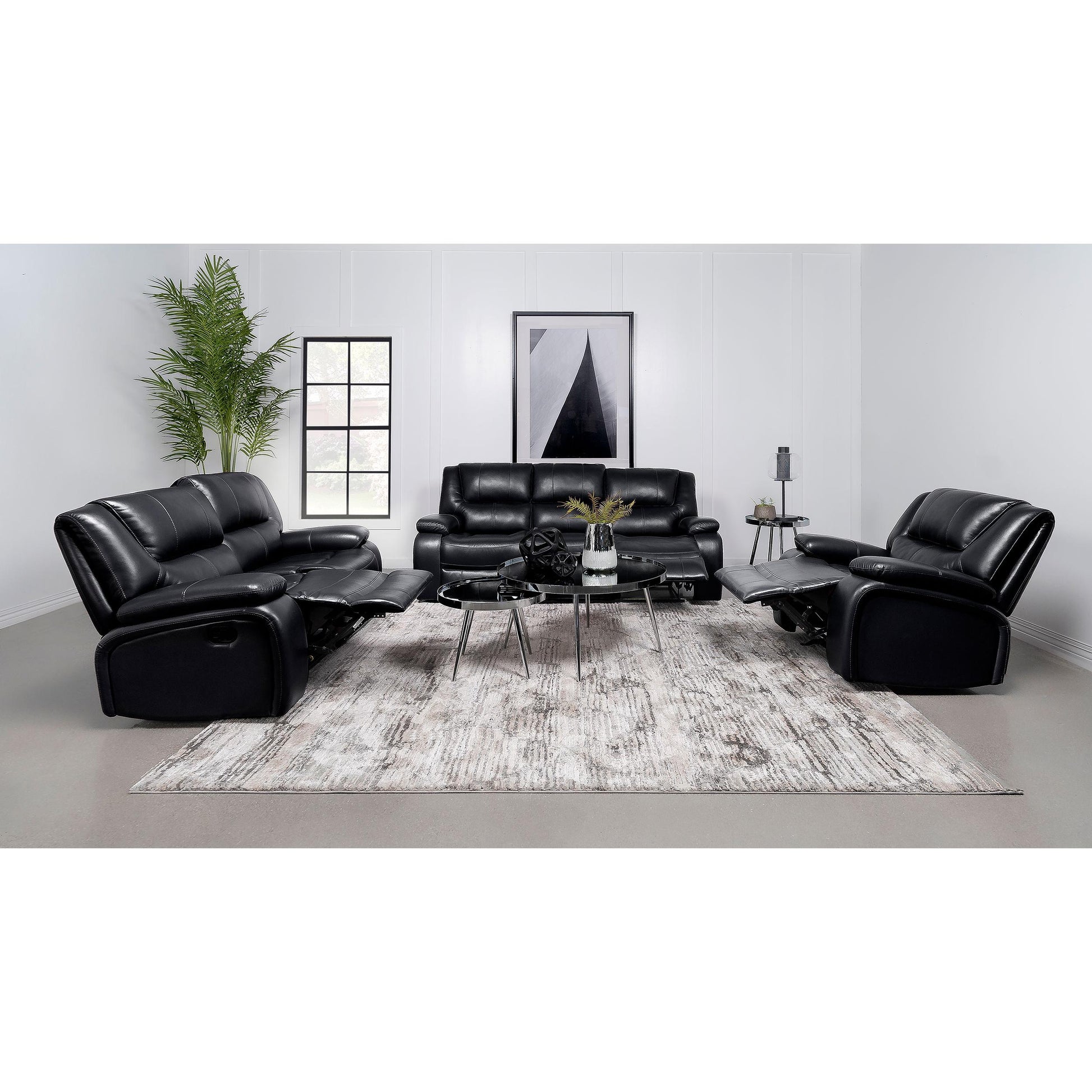  Coaster Furniture Camila 610244 Upholstered Motion Reclining Sofa - Black IMAGE 8