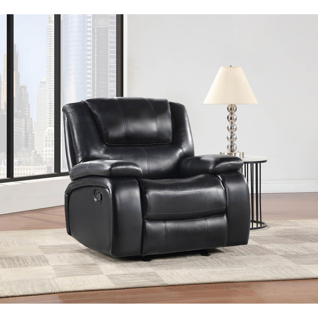  Coaster Furniture Camila 610246 Upholstered Glider Recliner Chair - Black IMAGE 1