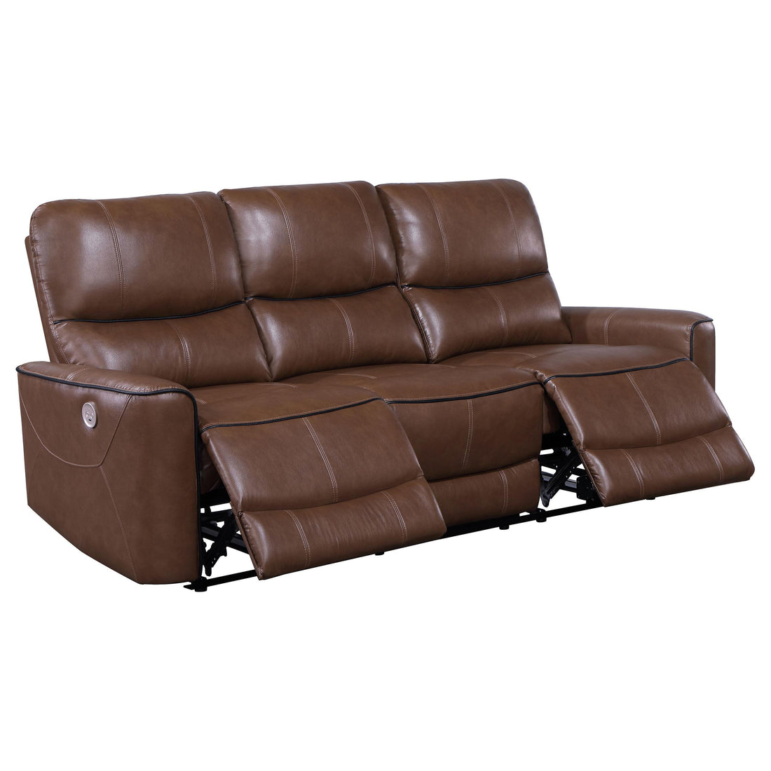  Coaster Furniture Greenfield 610264P Upholstered Power Reclining Sofa - Saddle Brown IMAGE 1
