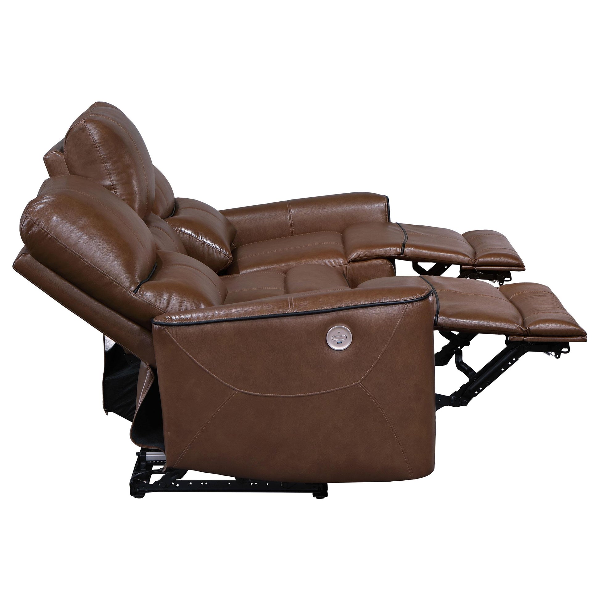  Coaster Furniture Greenfield 610264P Upholstered Power Reclining Sofa - Saddle Brown IMAGE 6