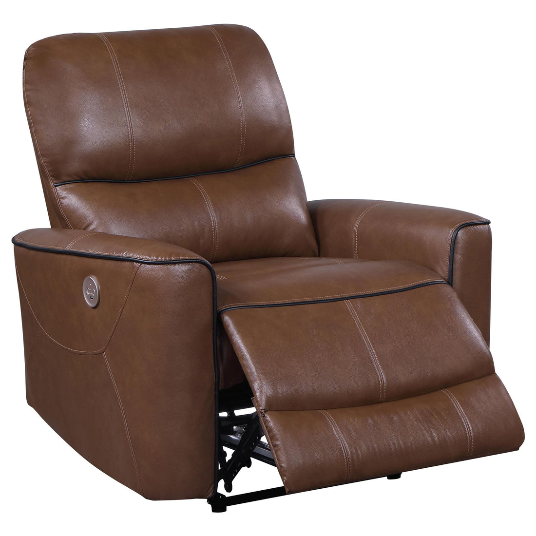  Coaster Furniture Greenfield 610266P Upholstered Power Recliner Chair - Saddle Brown IMAGE 1