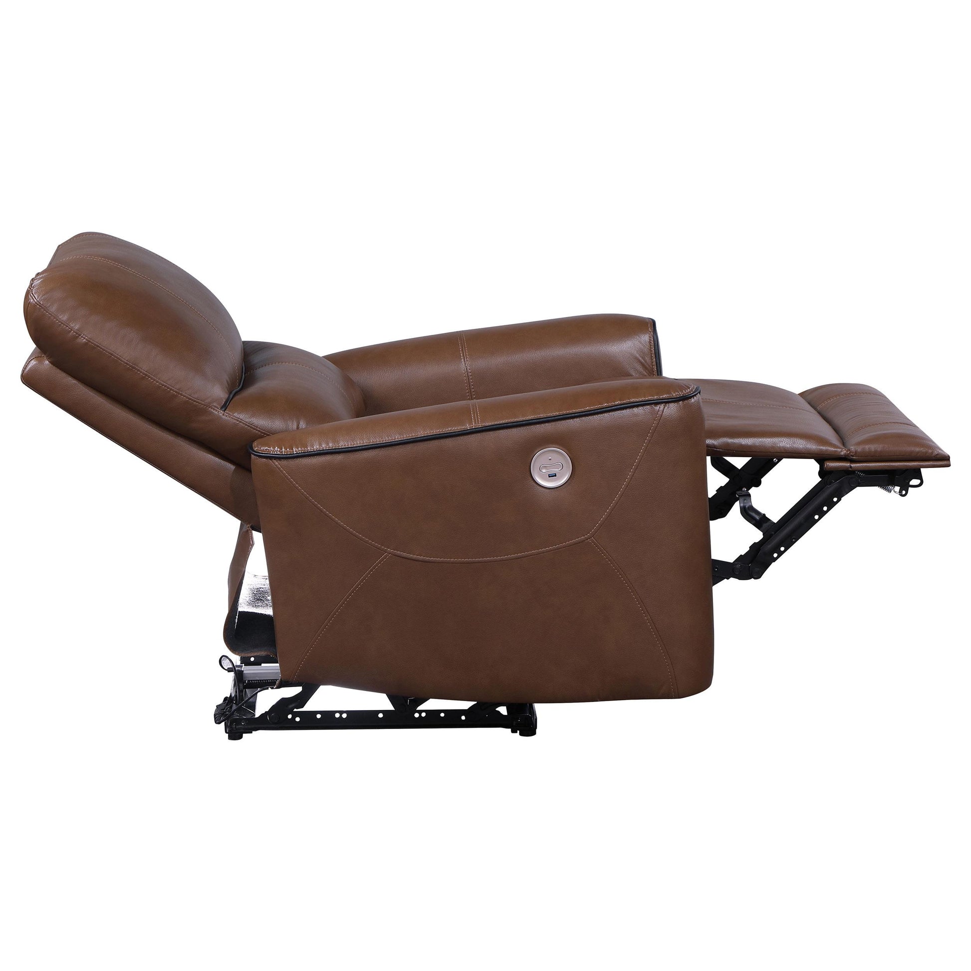  Coaster Furniture Greenfield 610266P Upholstered Power Recliner Chair - Saddle Brown IMAGE 6