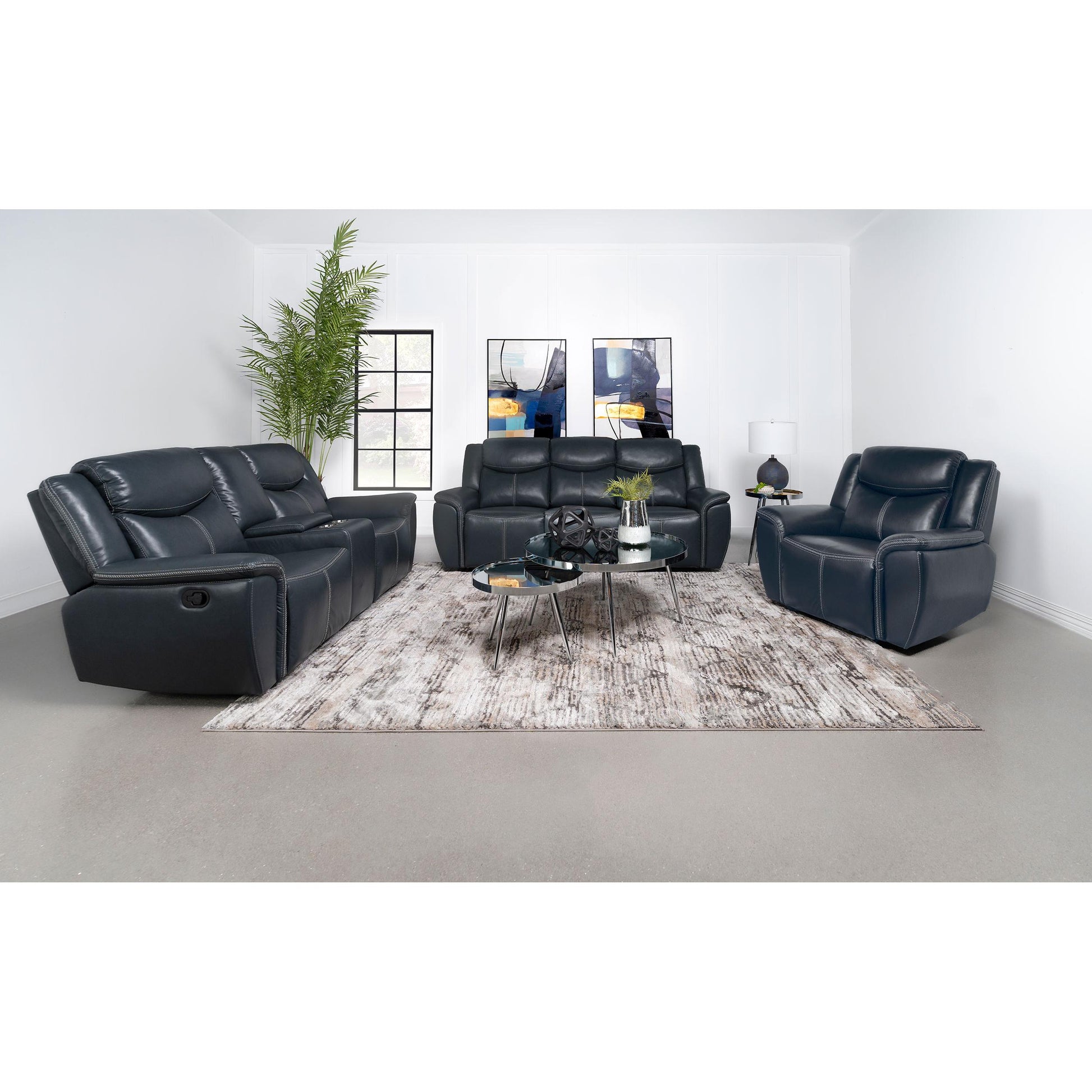  Coaster Furniture Sloane 610271 Upholstered Padded Arm Reclining Sofa - Blue IMAGE 8