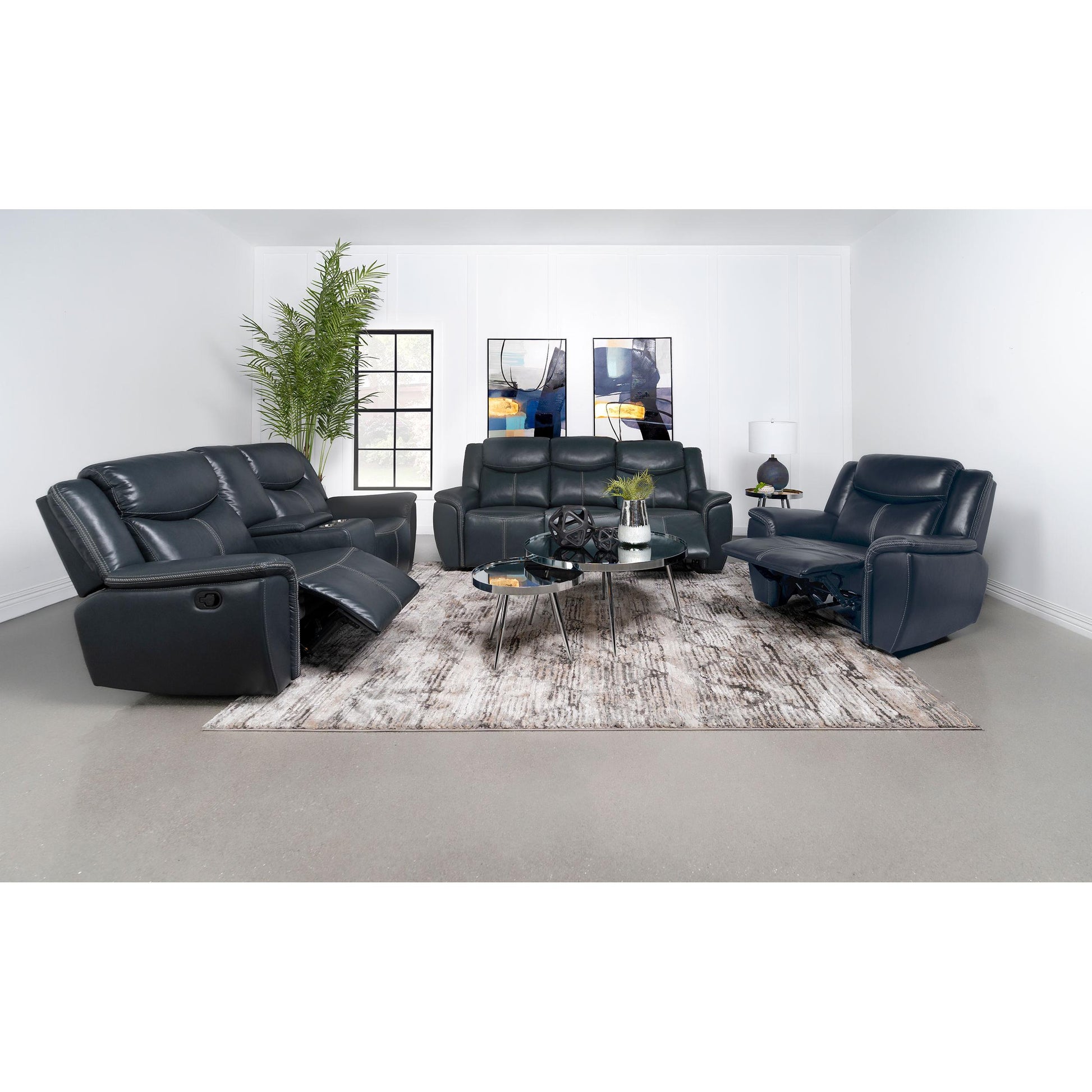  Coaster Furniture Sloane 610271 Upholstered Padded Arm Reclining Sofa - Blue IMAGE 9