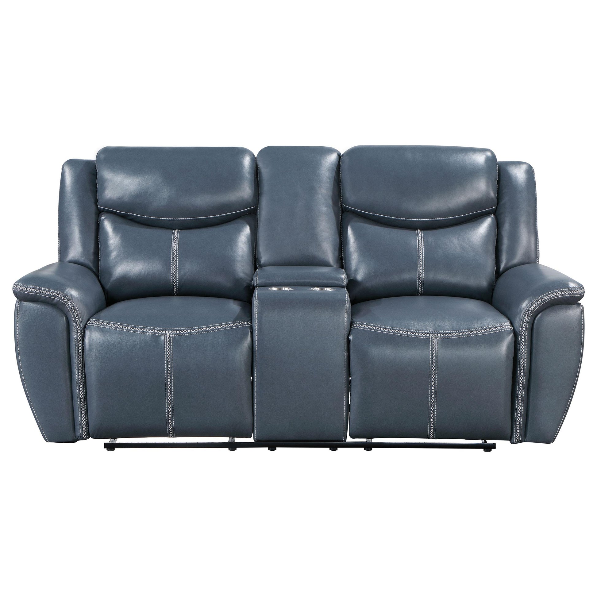 Coaster Furniture Sloane 610272 Upholstered Padded Arm Reclining Loveseat - Blue IMAGE 4