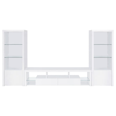  Coaster Furniture Jude 704251-SET 3-Piece Entertainment Center with 71" TV Stand - White High Gloss IMAGE 1
