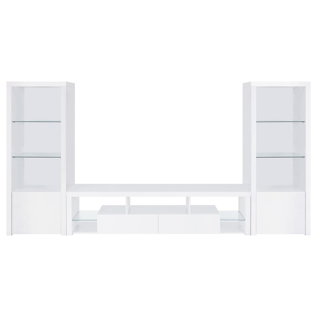  Coaster Furniture Jude 704251-SET 3-Piece Entertainment Center with 71" TV Stand - White High Gloss IMAGE 1