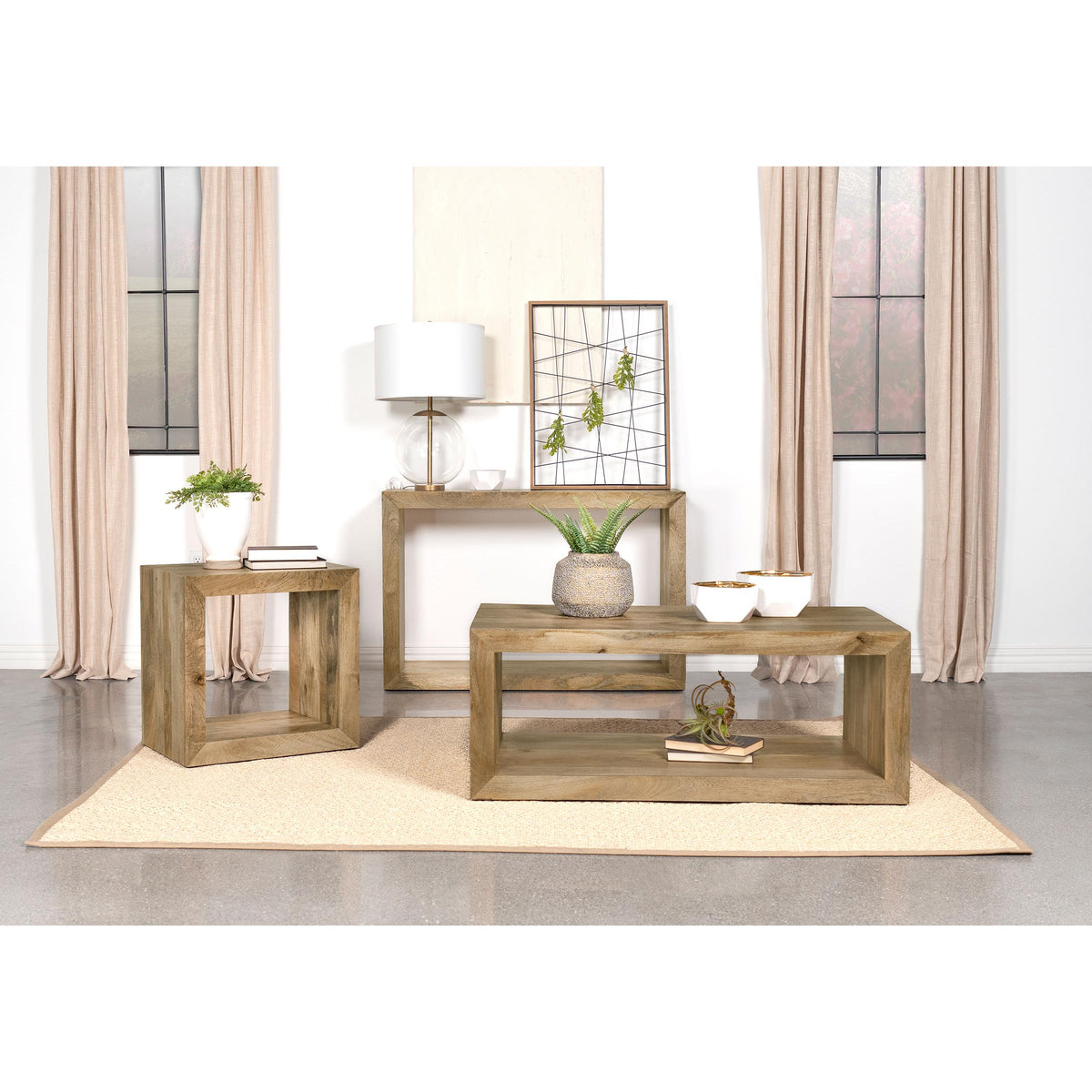  Coaster Furniture Benton 704839 Rectangular Solid Wood Sofa Console Table - Natural IMAGE 6