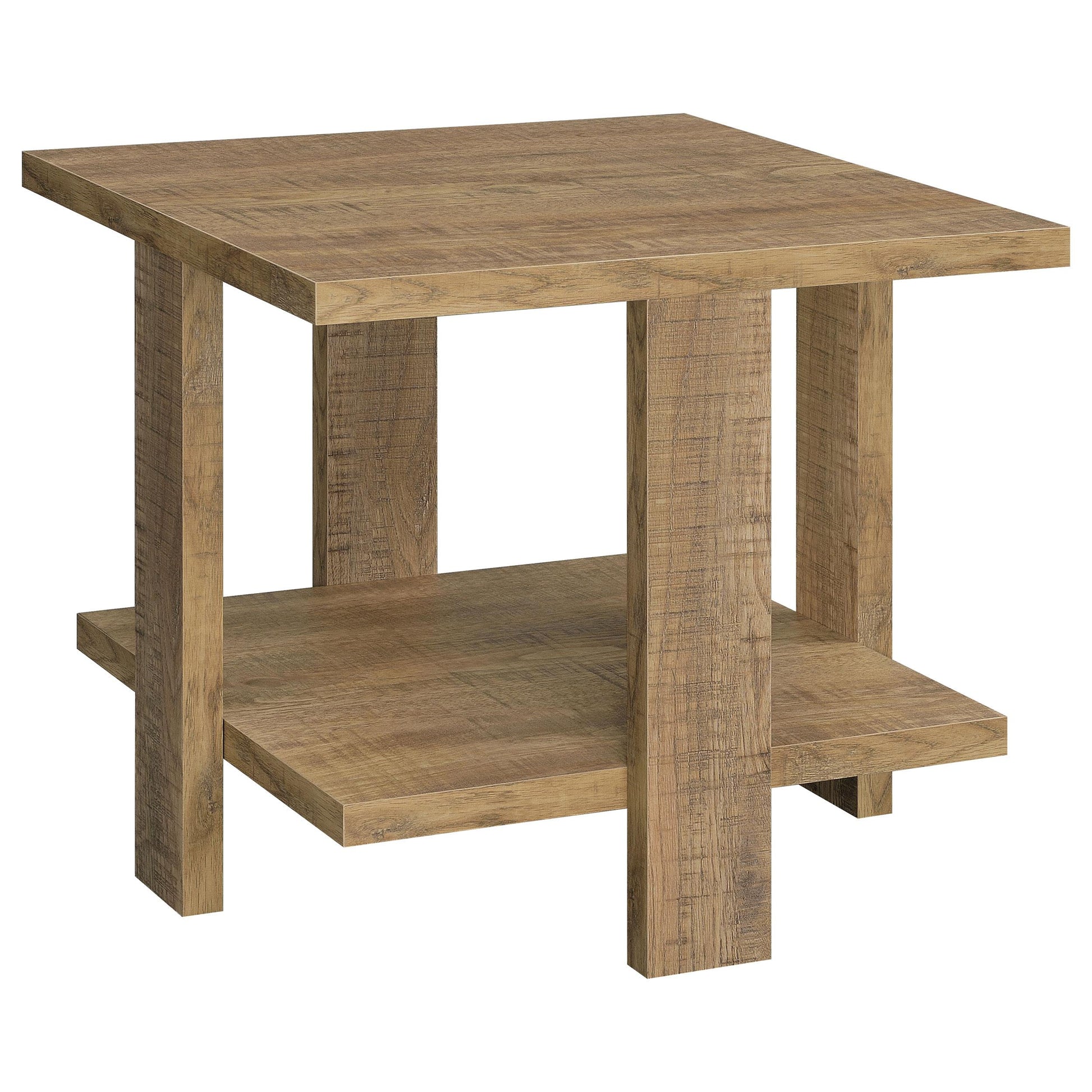  Coaster Furniture Dawn 707717 Square Engineered Wood End Table - Mango Brown IMAGE 1