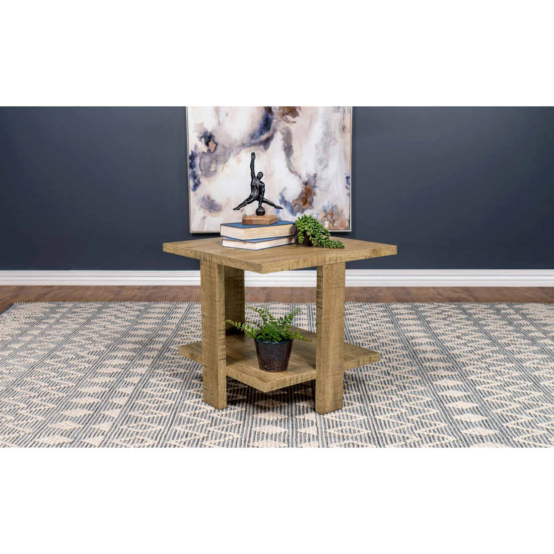  Coaster Furniture Dawn 707717 Square Engineered Wood End Table - Mango Brown IMAGE 1