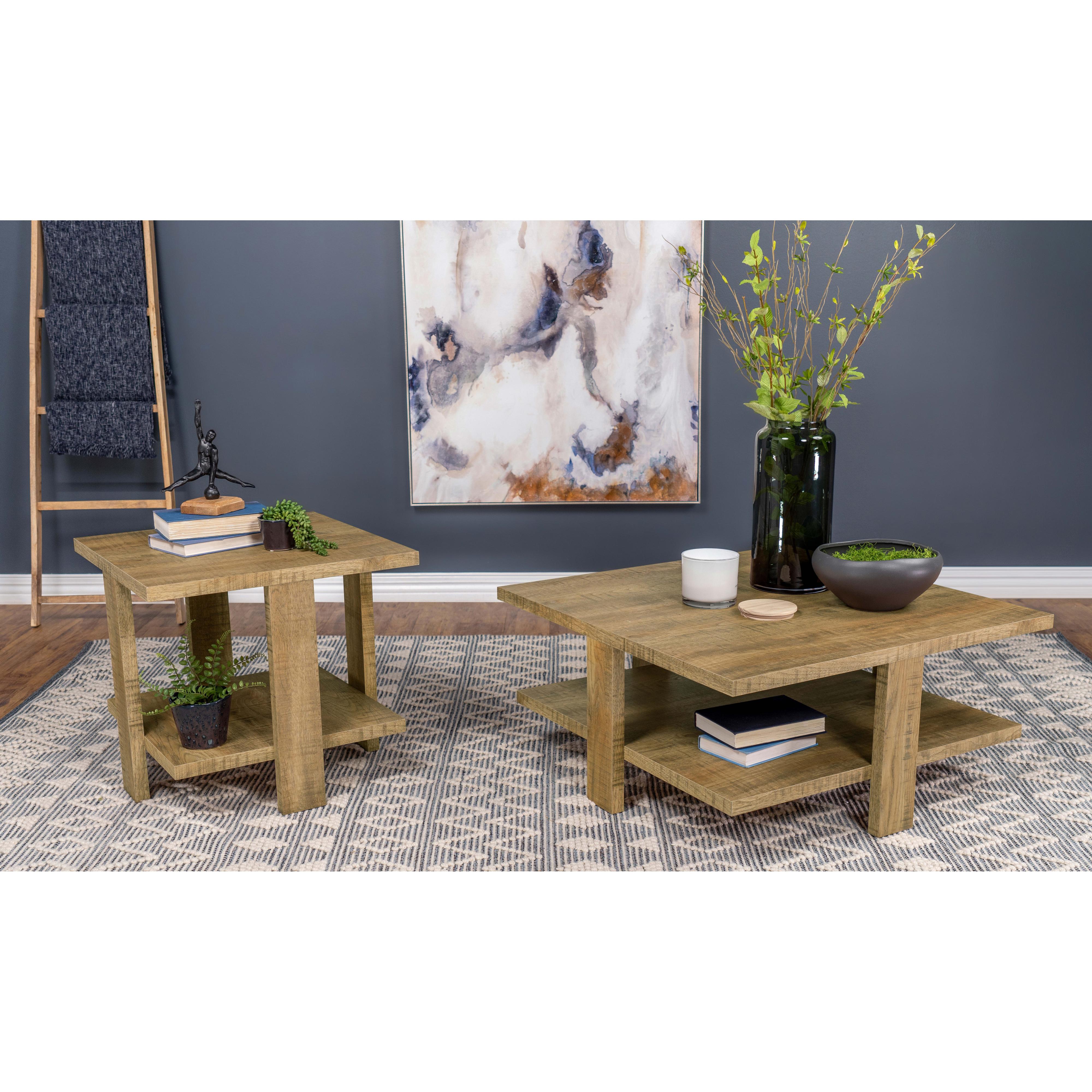  Coaster Furniture Dawn 707717 Square Engineered Wood End Table - Mango Brown IMAGE 5