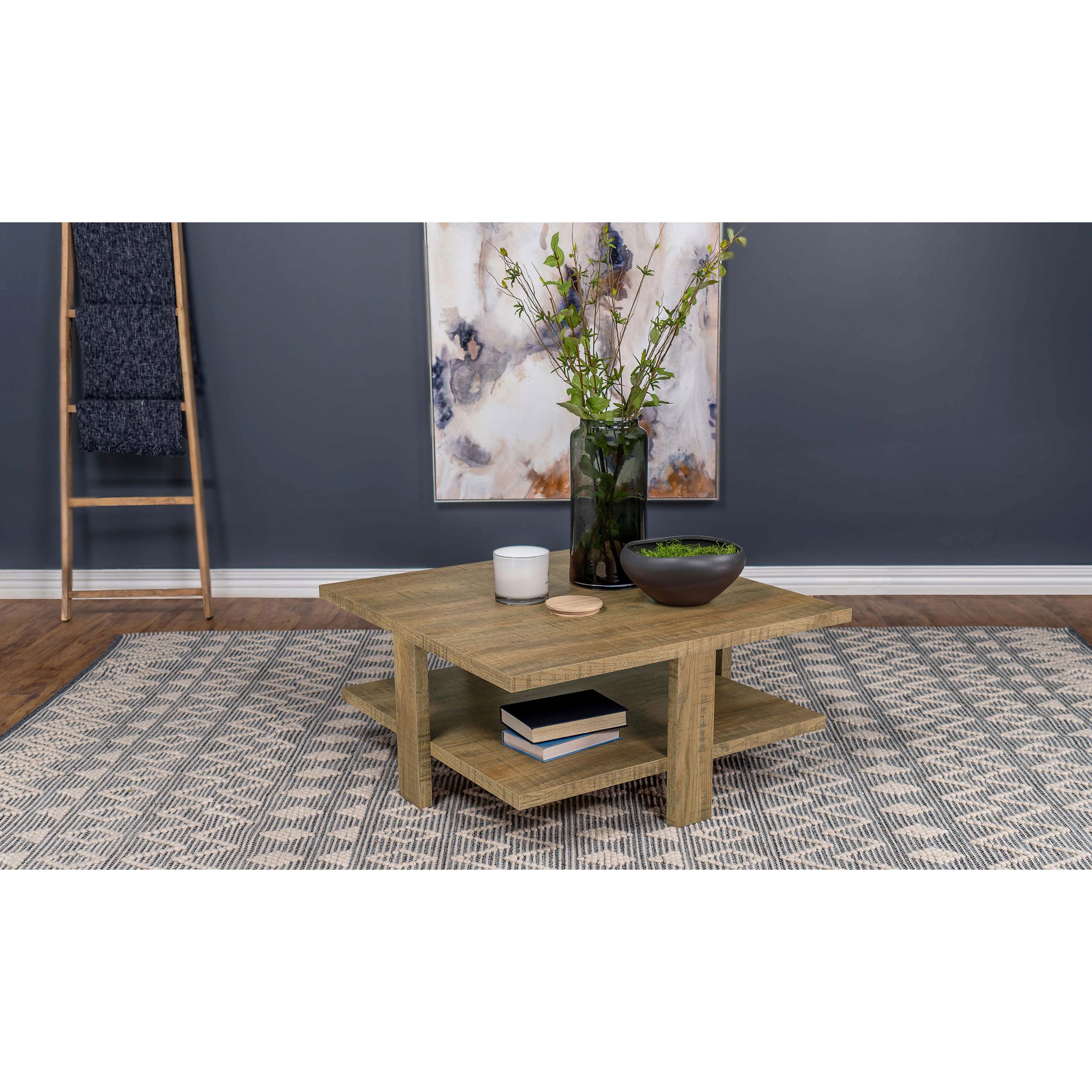  Coaster Furniture Dawn 707718 Square Engineered Wood Coffee Table - Mango Brown IMAGE 2