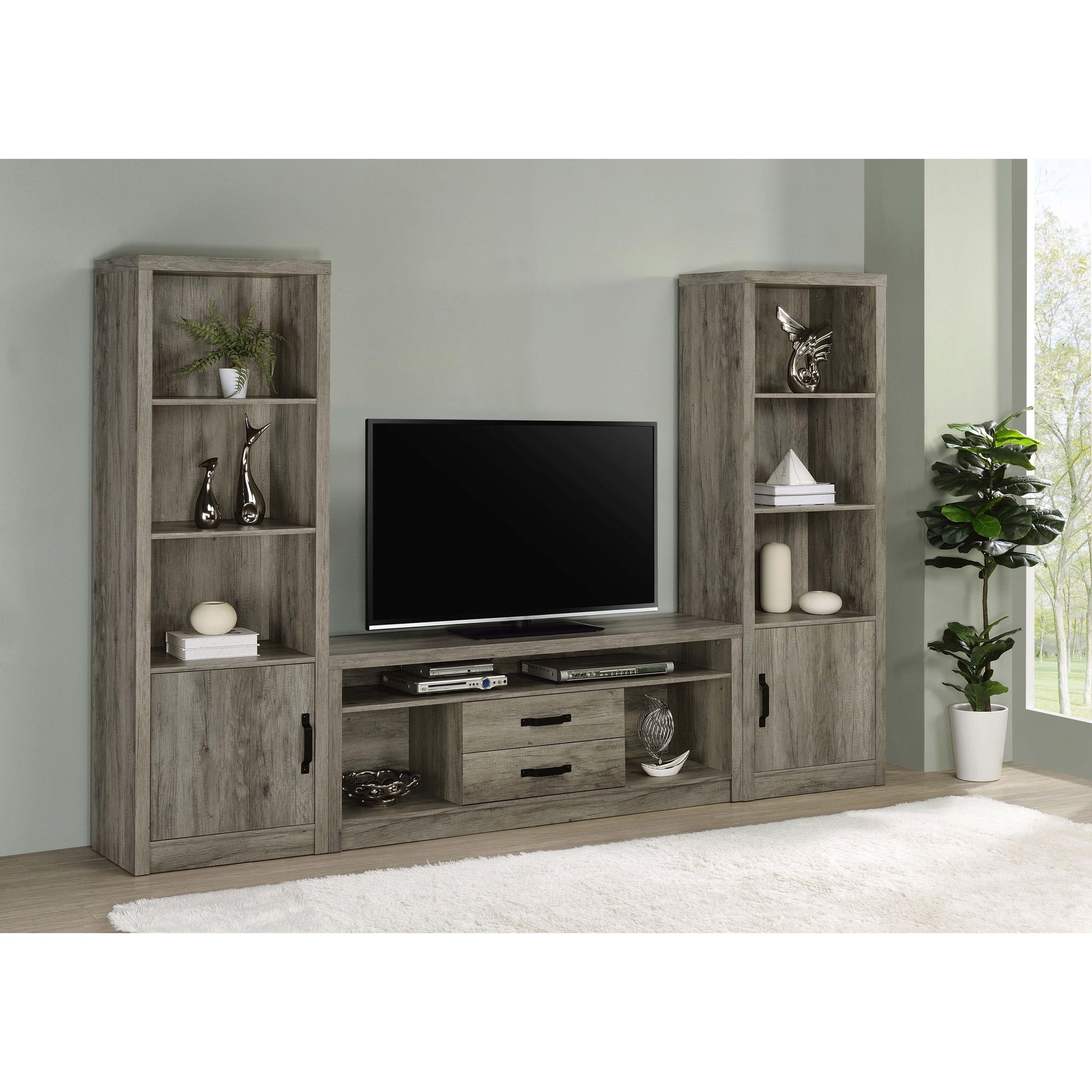  Coaster Furniture Burke 707726 3-shelf Engineered Wood Media Tower - Grey Driftwood IMAGE 9