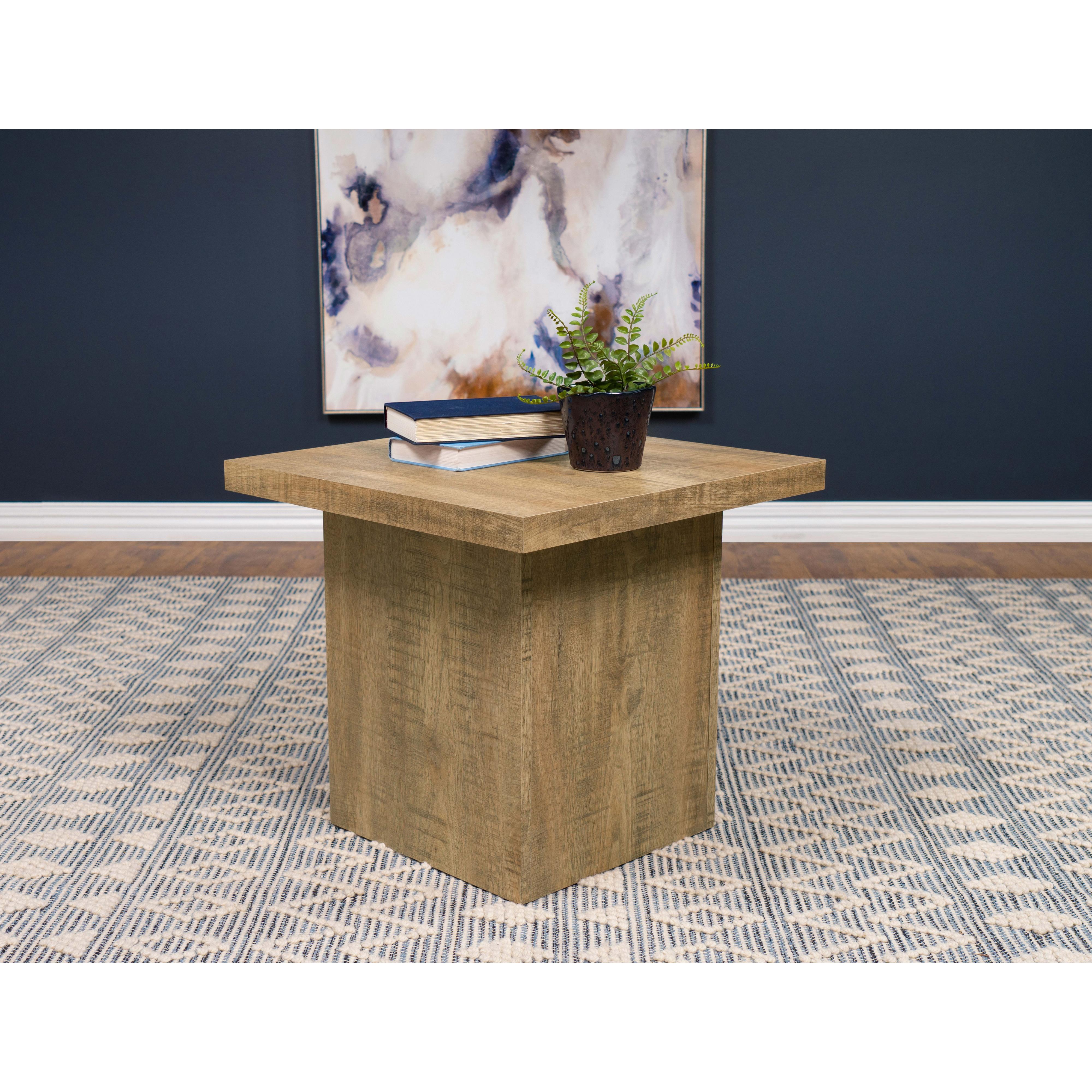  Coaster Furniture Devar 708067 Square Engineered Wood End Table - Mango Brown IMAGE 2