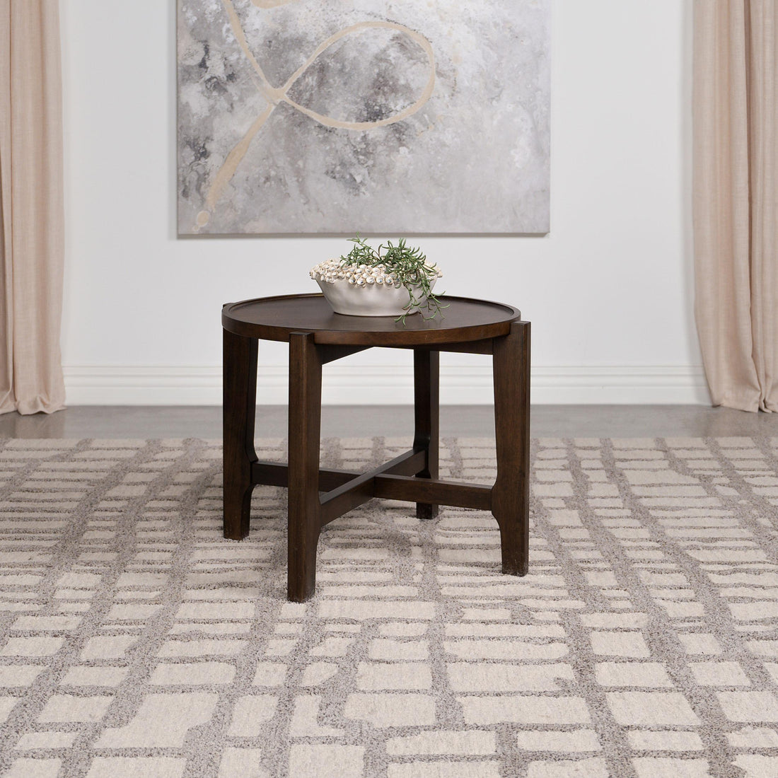  Coaster Furniture Cota 708287 Round Solid Wood End Table - Dark Brown IMAGE 1
