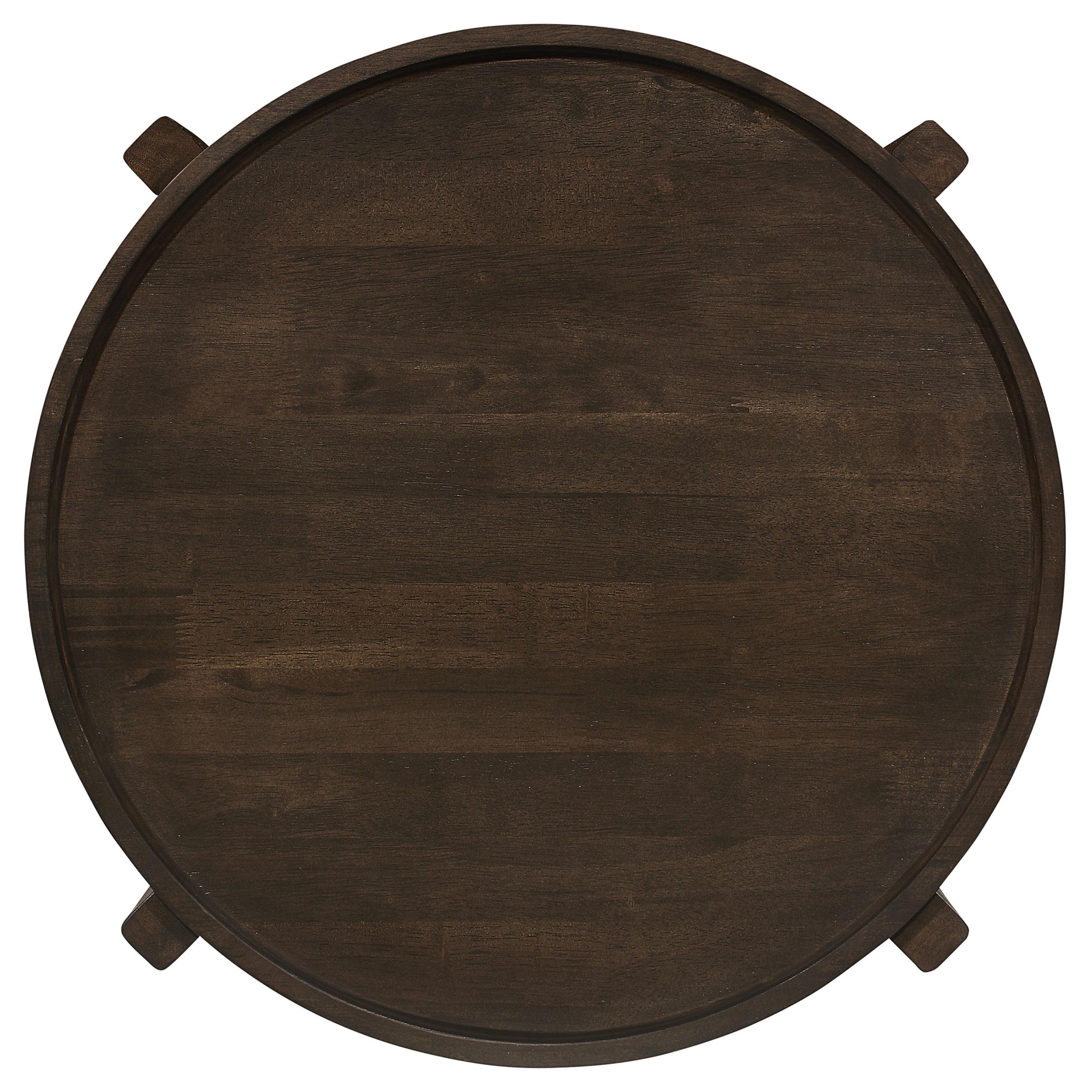  Coaster Furniture Cota 708287 Round Solid Wood End Table - Dark Brown IMAGE 5