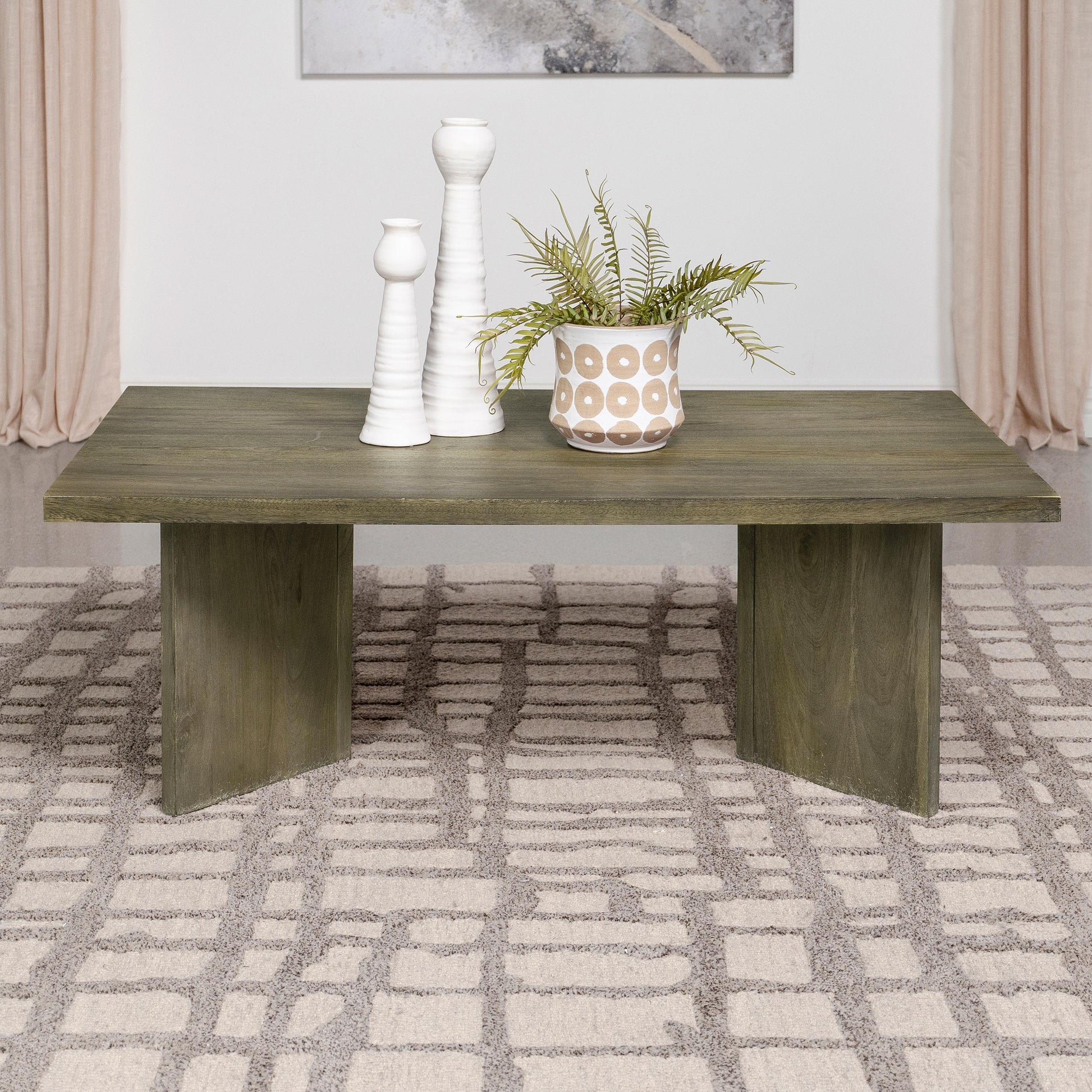  Coaster Furniture Andando 708498 Rectangular Solid Wood Coffee Table - Mango Brown IMAGE 4