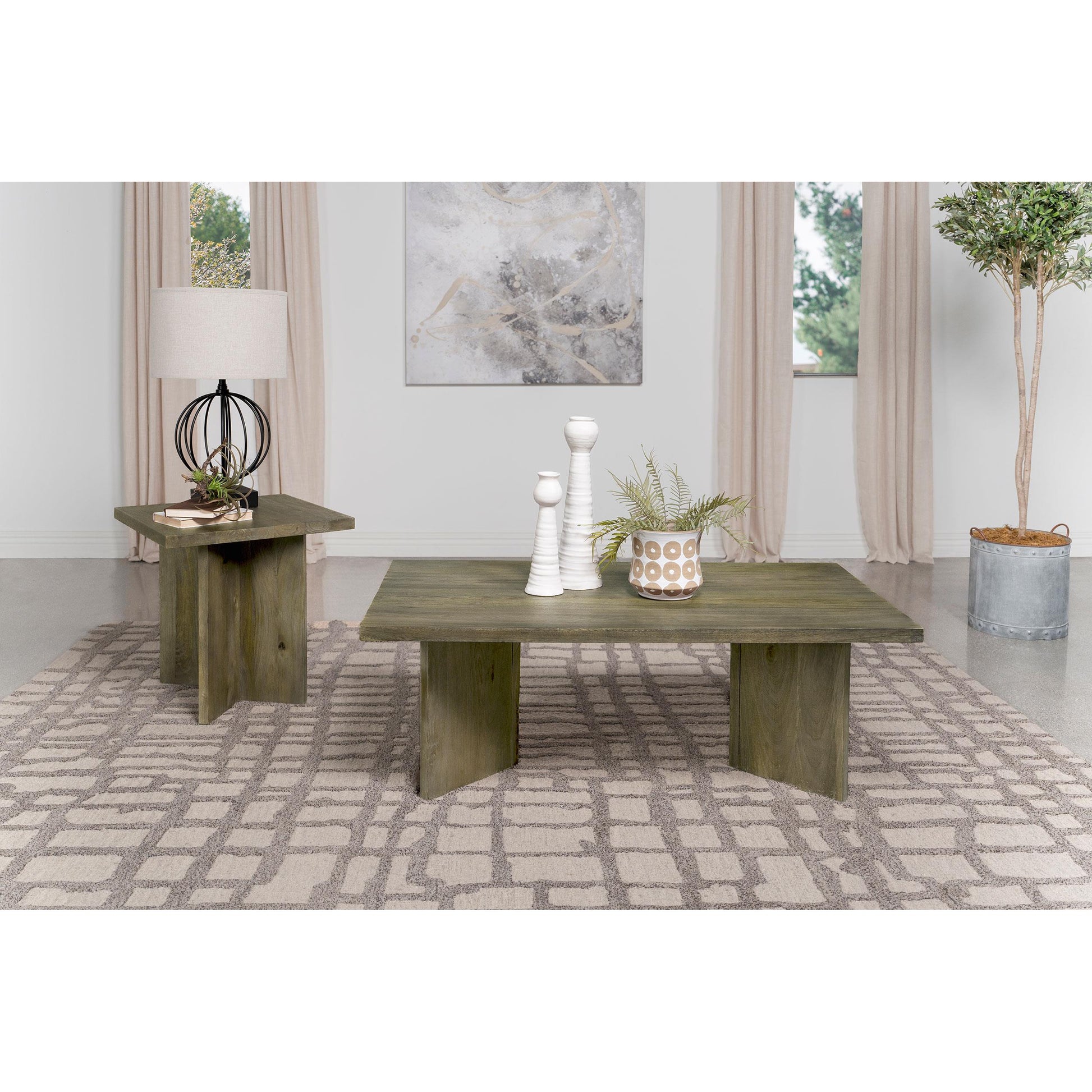  Coaster Furniture Andando 708498 Rectangular Solid Wood Coffee Table - Mango Brown IMAGE 5